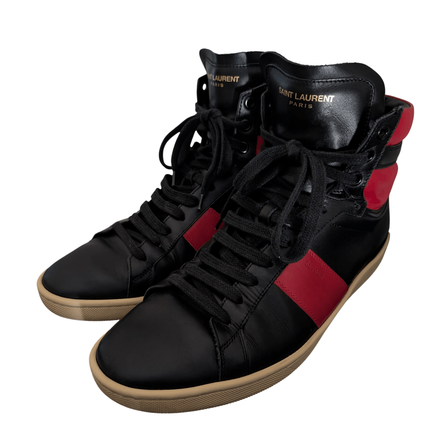 Saint Laurent Paris Saint Laurent SL/02H High-Top Sneakers Black/Red Size US 9 / EU 42 - 3 Thumbnail