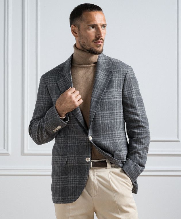 Brunello Cucinelli o1w1db10125 Suit Type Jacket in Grey Size US M / EU 48-50 / 2 - 4 Thumbnail