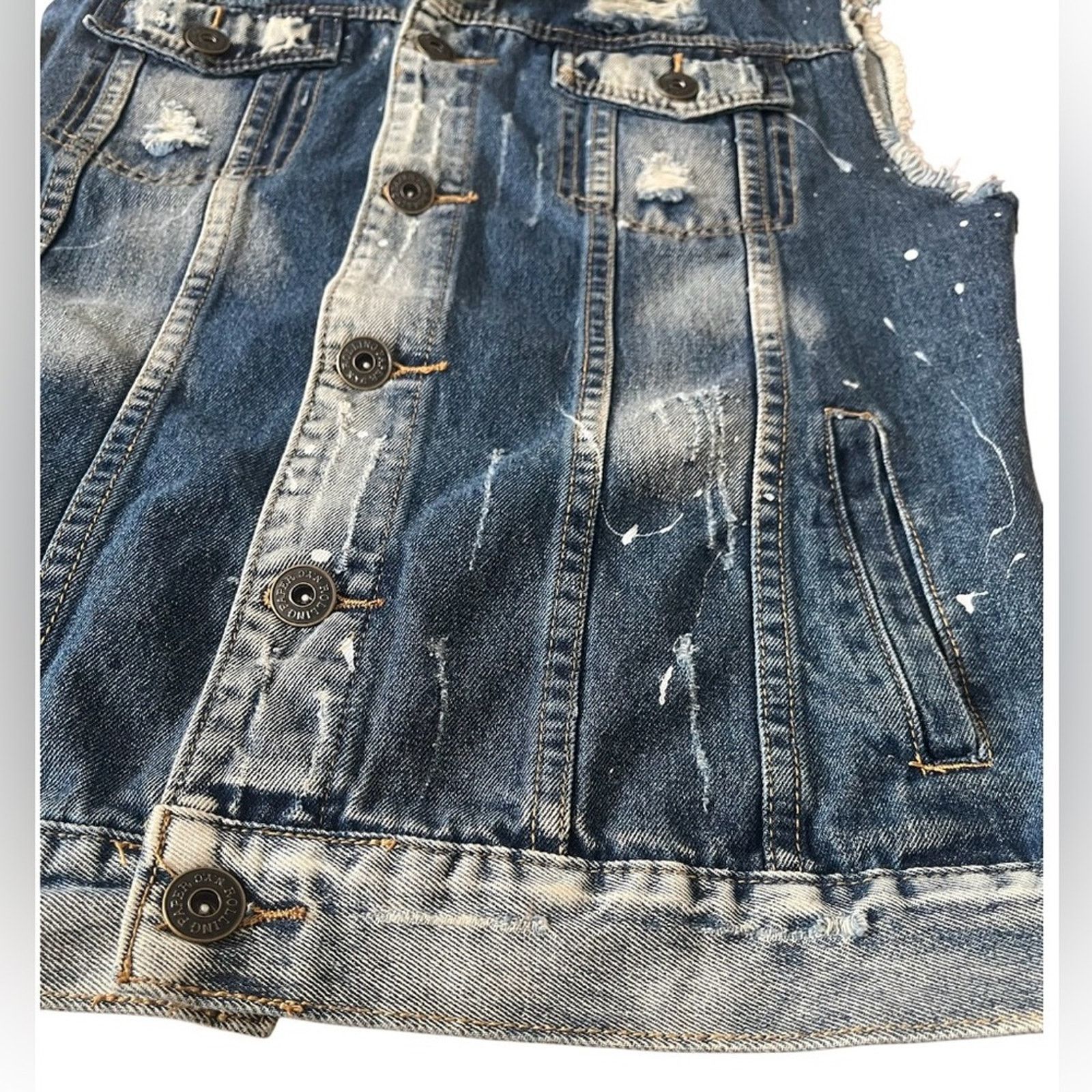 The Unbranded Brand Rolling Paper Blue Denim Destroyed Vest, size Large Size US L / EU 52-54 / 3 - 6 Thumbnail