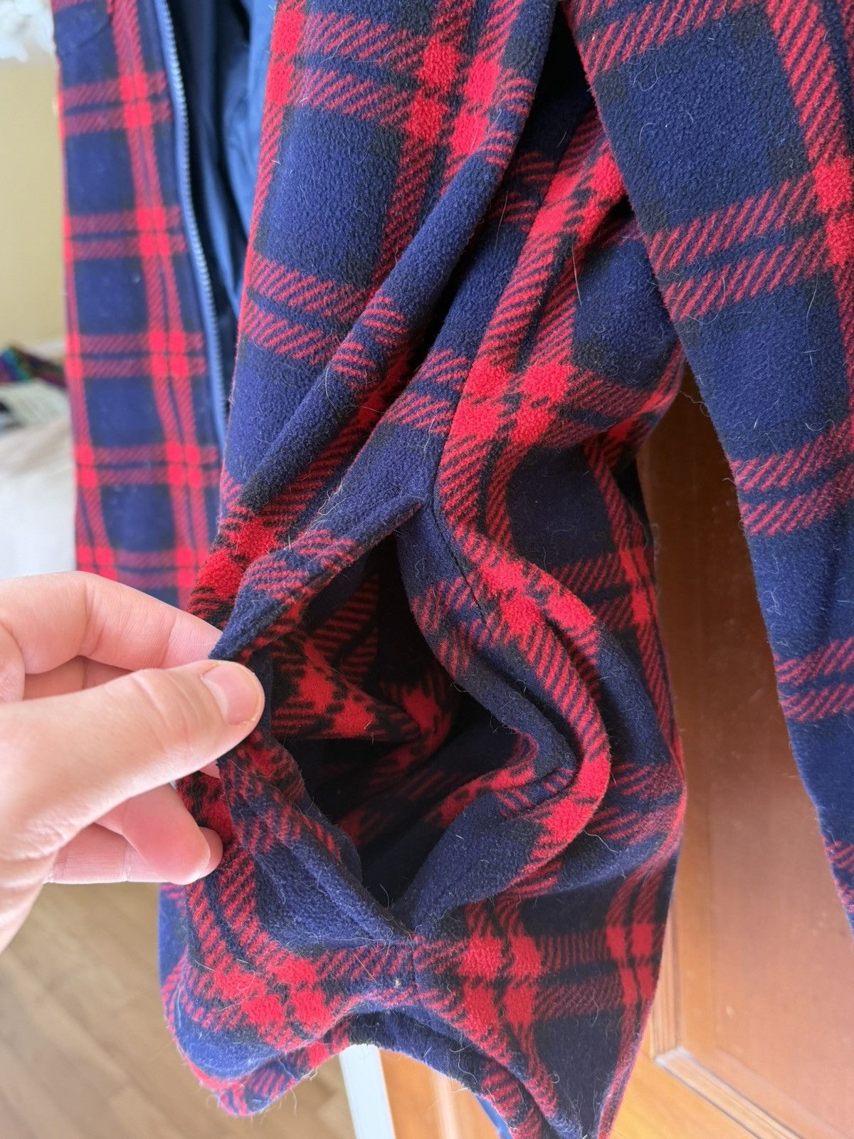 Supreme Supreme Hooded Plaid Workshirt Fleece Red/Navy Size US XL / EU 56 / 4 - 8 Thumbnail