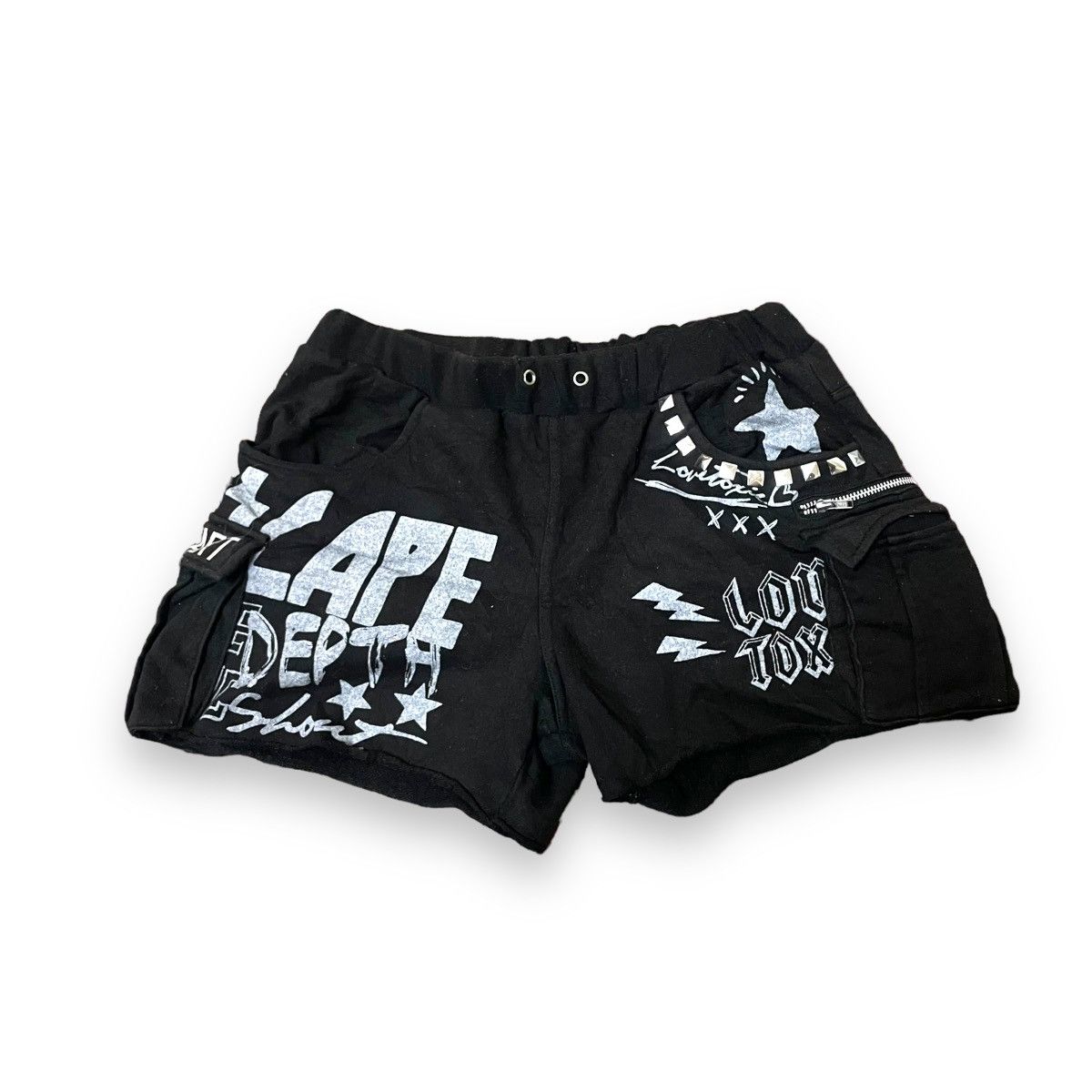 If Six Was Nine × Japanese Brand × Le Grande Bleu (L.G.B.) 🇯🇵 LOVE TOXIC PUNK GOTHIC CARGO SHORT PANTS Size 26" / US 2 / IT 38 - 1 Thumbnail