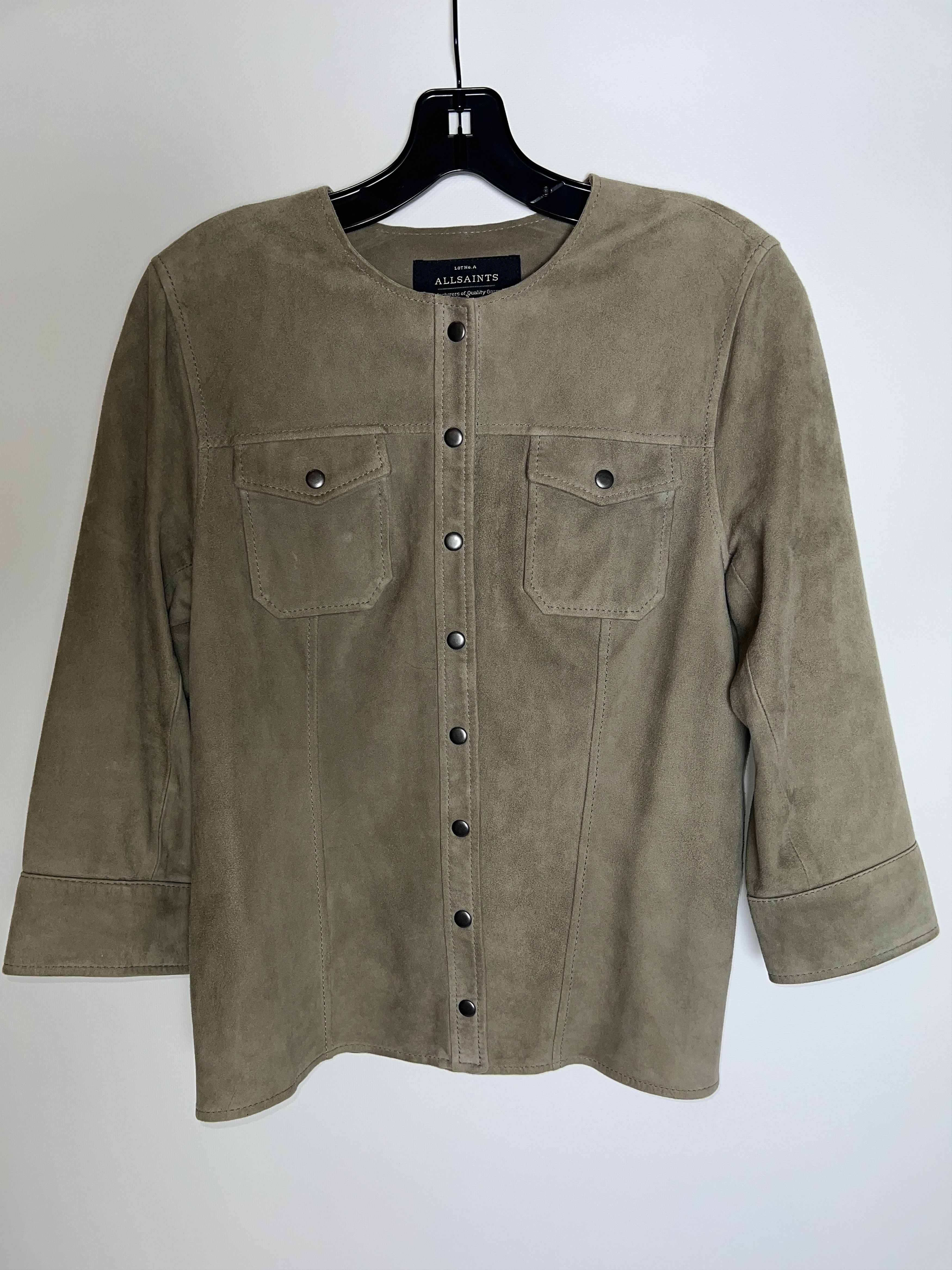 Allsaints ALLSAINTS Women's Beige Suede Leather Top Shirt Jacket Size M / US 6-8 / IT 42-44 - 1 Thumbnail