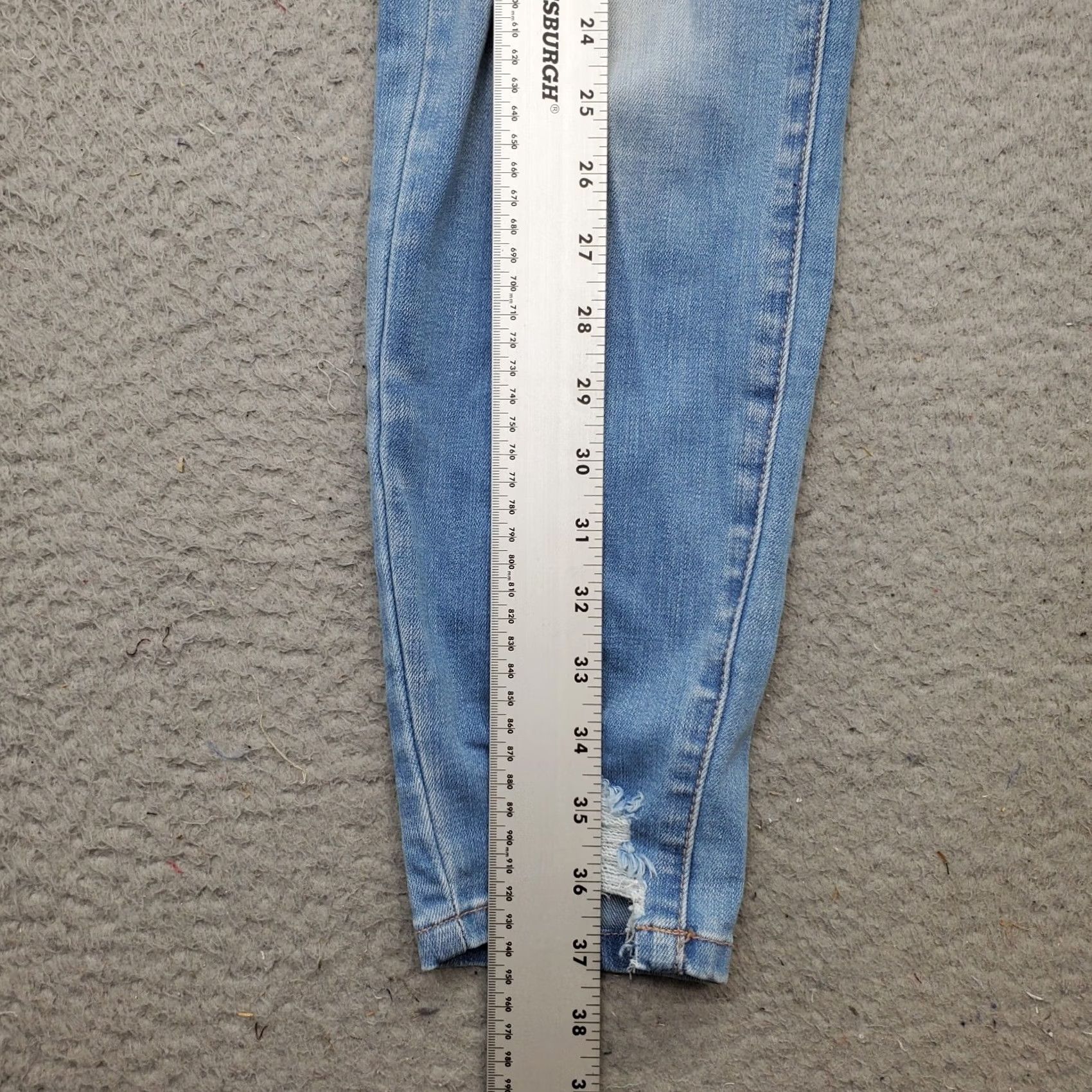 Vintage KanCan Jeans Women Size 11/29 Multi Denim Distressed Frayed Hem Skinny Low Waist Jeans Size 32" / US 10 / IT 46 - 3 Thumbnail