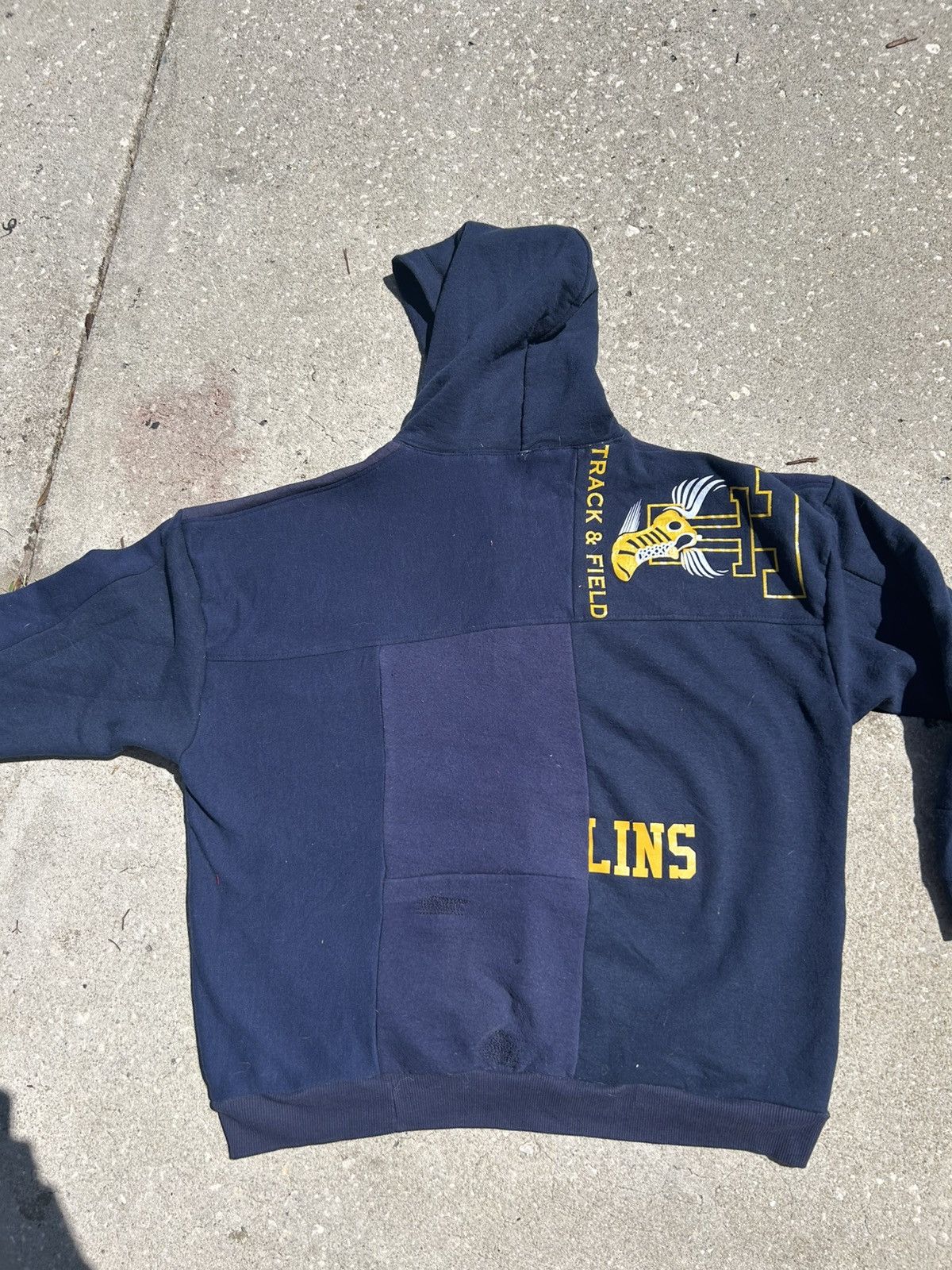 Other 1/1 Your World reconstructed patchwork navy blue hoodie Size US XL / EU 56 / 4 - 6 Thumbnail