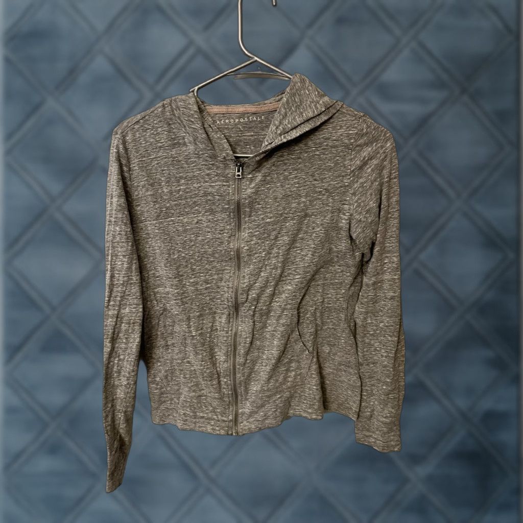 Vintage Aéropostale Hoodie Full Zip Lightweight Gray Large Women Long Sleeve Jacket Casual Size L / US 10 / IT 46 - 1 Thumbnail