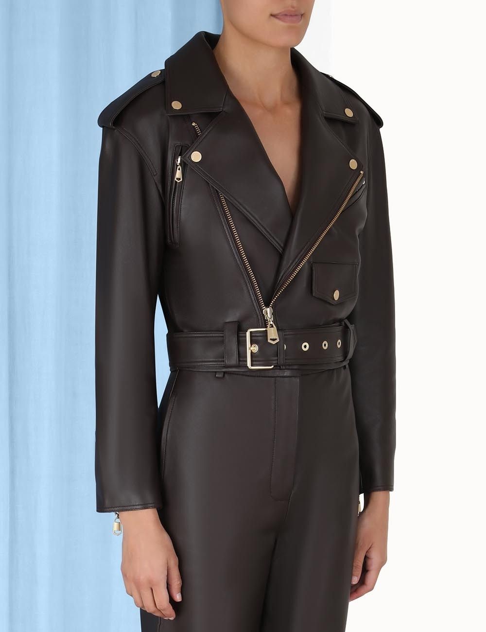 Zimmermann oc11z0225 Luminosity Leather Biker Jacket in Dark Brown Size S / US 4 / IT 40 - 5 Thumbnail