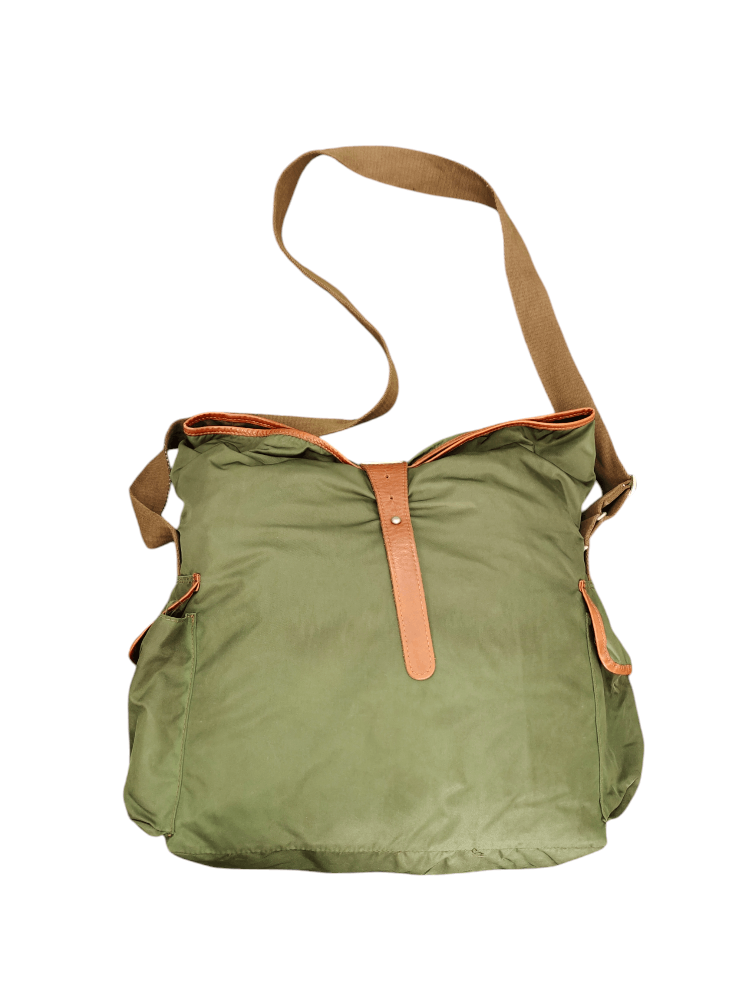 Orobianco Vintage Orobianco Olive Green Nylon Leather Trim Sling Bag Size ONE SIZE - 5 Thumbnail