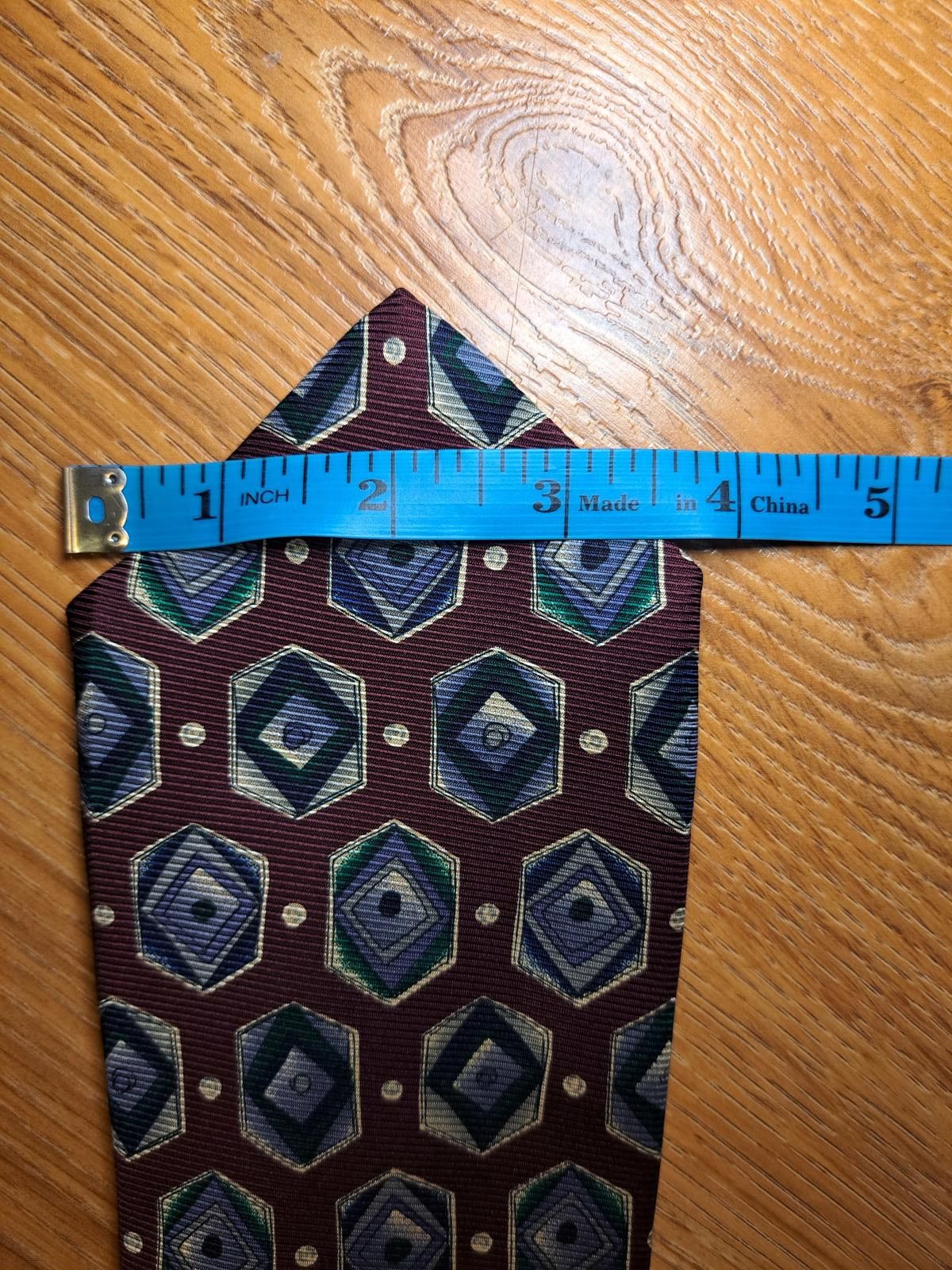 Robert Talbott HANDMADE Robert Talbott Silk Tie Mens Burgundy Geometric Size ONE SIZE - 9 Thumbnail