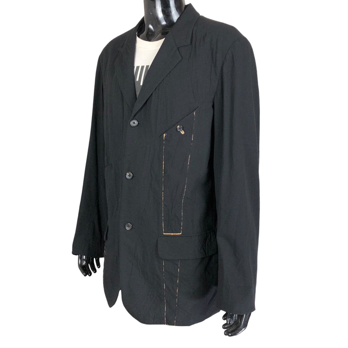 Yohji Yamamoto Vintage Yohji Yamamoto Pour Homme S/S 1999 Wool Light Jacket Size US L / EU 52-54 / 3 - 3 Thumbnail