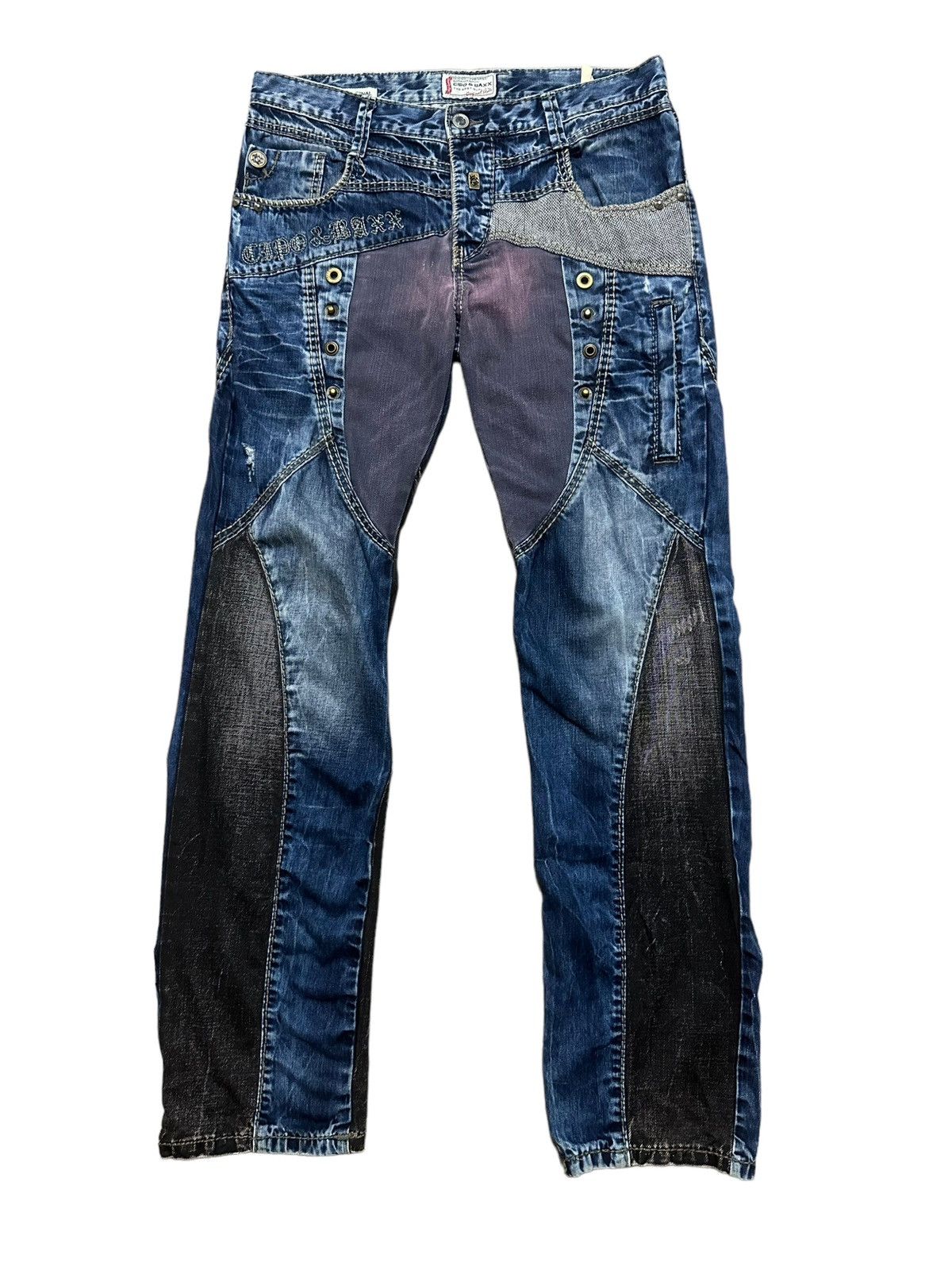 20471120 × Hysteric Glamour × Japanese Brand Cipo Denim Multicolor Distressed Pants Size US 35 - 1 Thumbnail