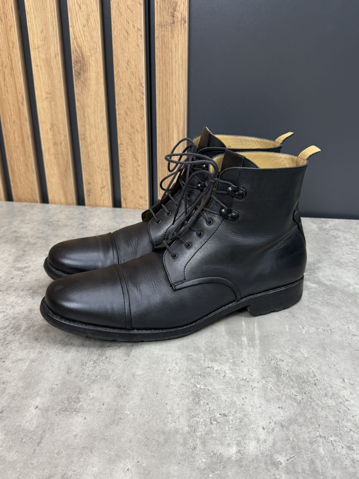 Heschung Heschung Black Leather Cap Toe Lace Up Ankle Boots Size 9 Size US 10 / EU 43 - 2 Thumbnail