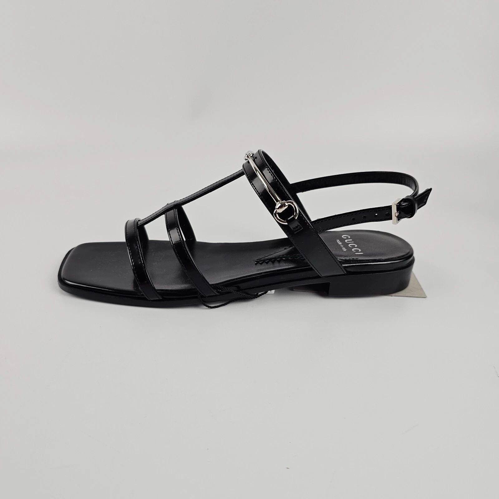 Gucci GUCCI Horsebit Black Leather Flat Sandals New & Authentic Size US 8.5 / IT 38.5 - 8 Thumbnail