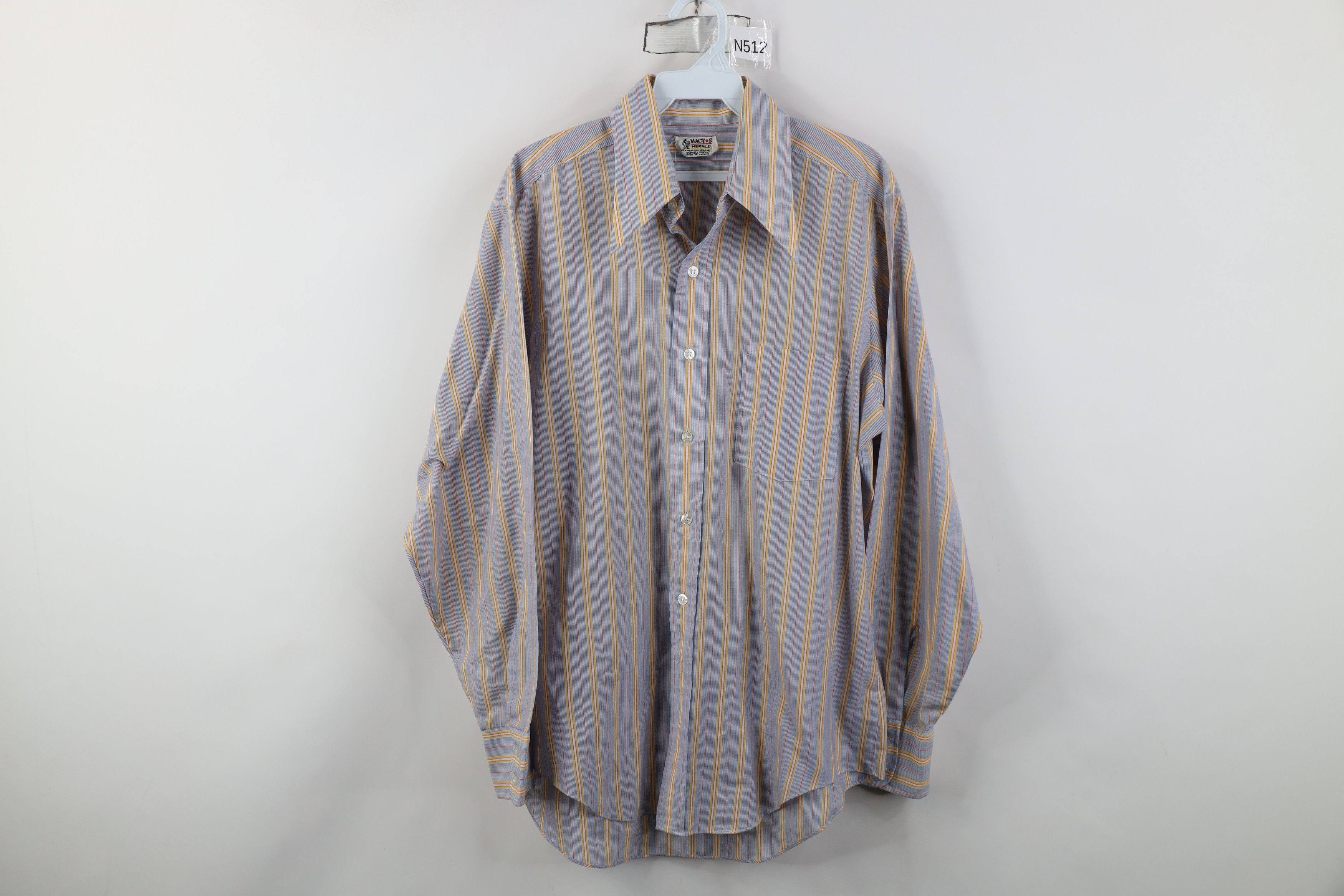 Vintage Vintage 60s 70s Macys Striped Dagger Collar Button Shirt Size US M / EU 48-50 / 2 - 1 Thumbnail