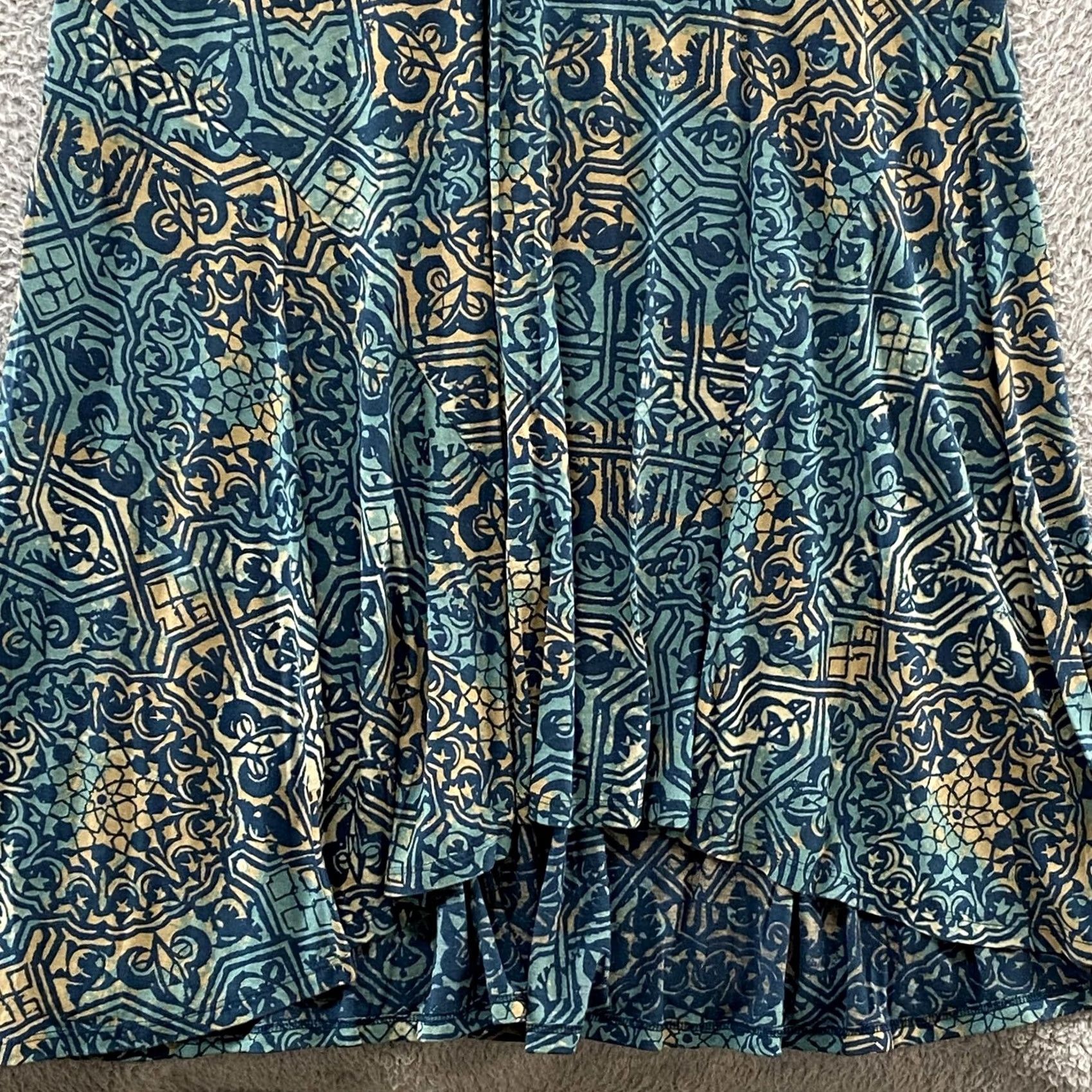 Vintage Peruvian Connection Maxi Dress Womens XL Blue Tile Stretch Jersey Mosaic Pima Size XL / US 12-14 / IT 48-50 - 4 Thumbnail
