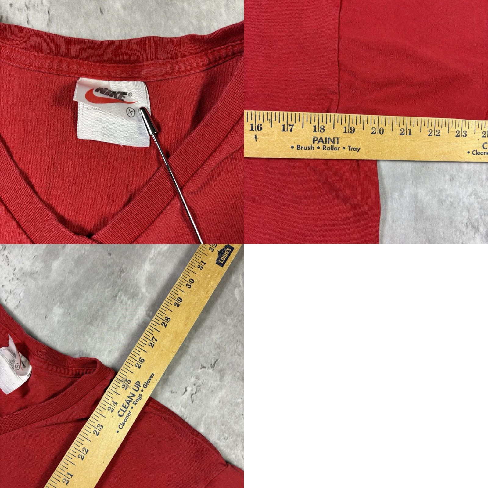 Nike VINTAGE Nike V-Neck T Shirt Red Womens M T-Shirt 90s Embroidered Cotton Short Sleeve Basic Regular Size M / US 6-8 / IT 42-44 - 8 Thumbnail