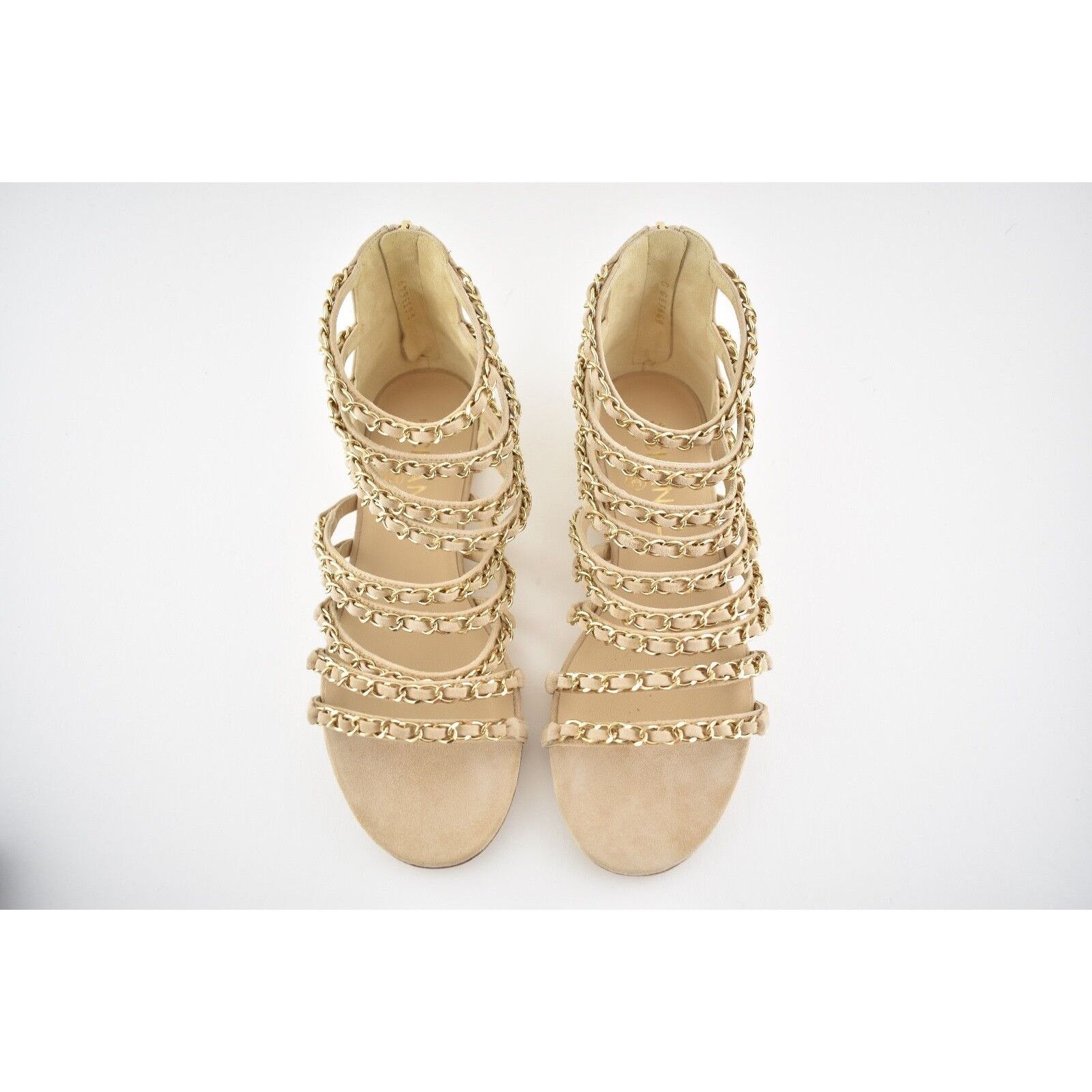 Chanel Chanel 18P Beige Suede Chain Gold CC Gladiator Strap Size US 6.5 / IT 36.5 - 5 Thumbnail