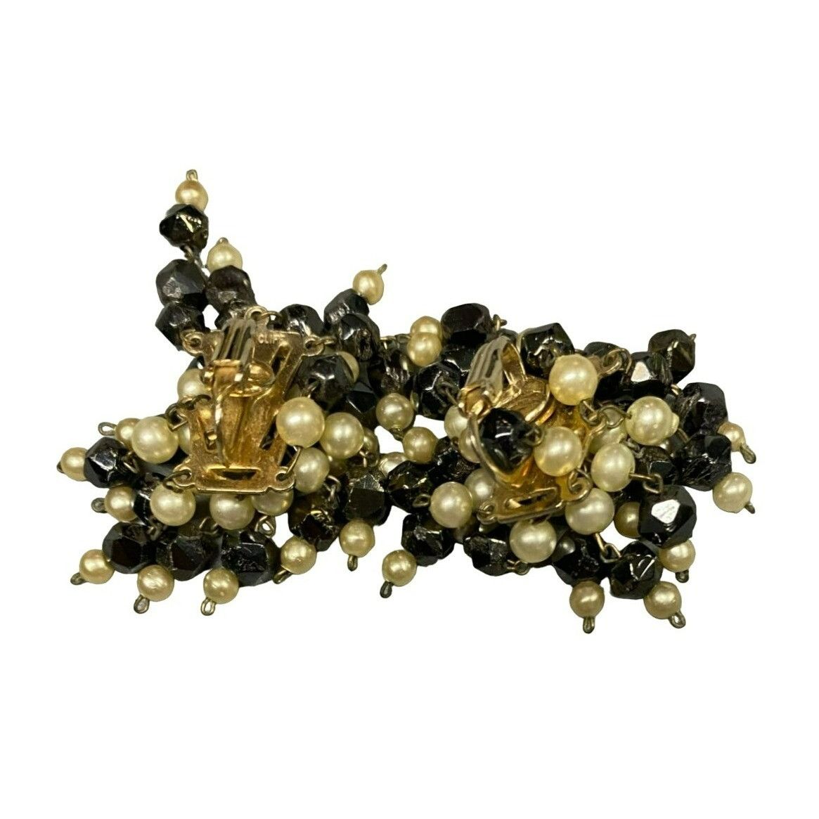 Other Vintage Castlecliff Black & Pearl Beaded Necklace & Clip-On Size ONE SIZE - 5 Thumbnail