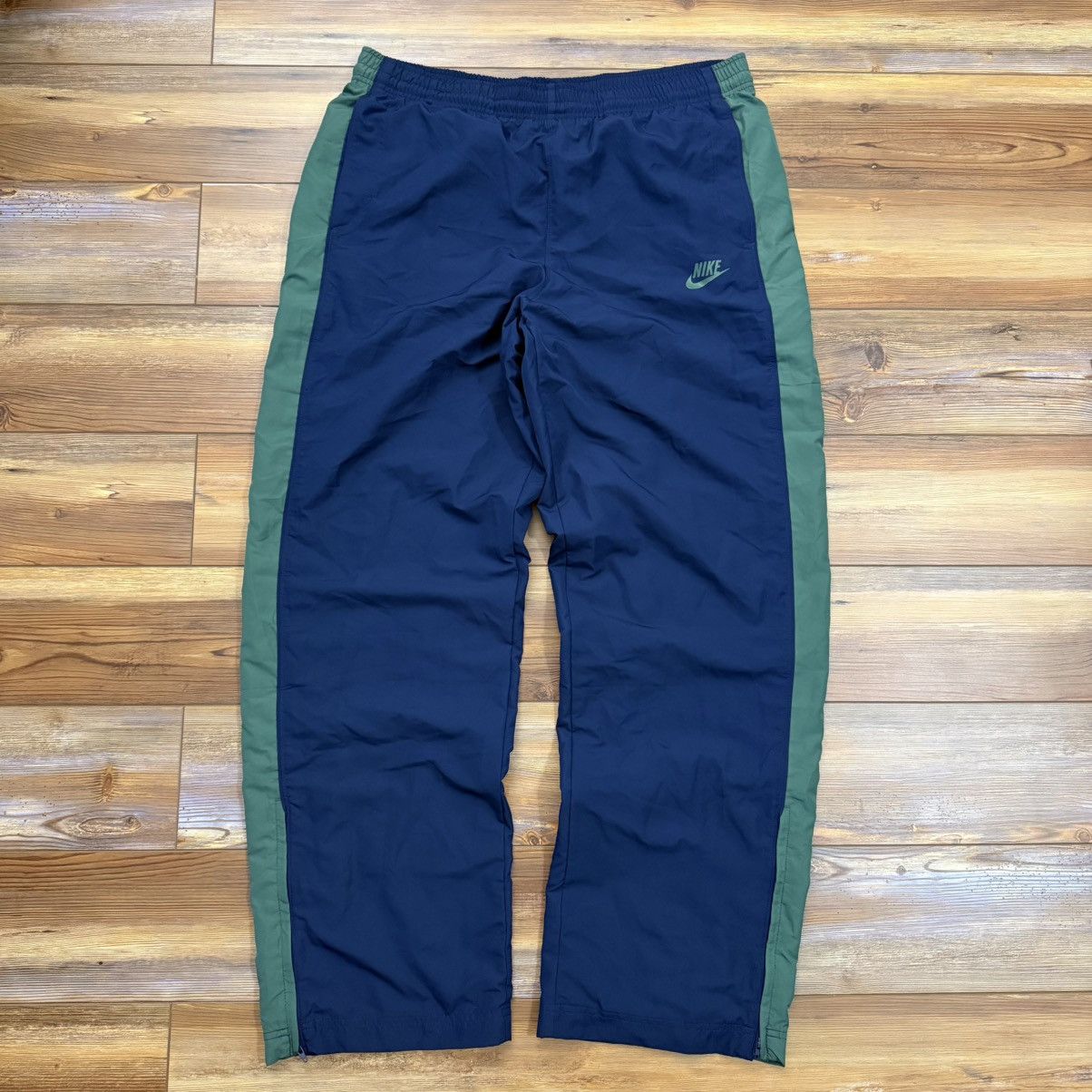 Navy Blue Green Nike Baggy Nylon Track Pants