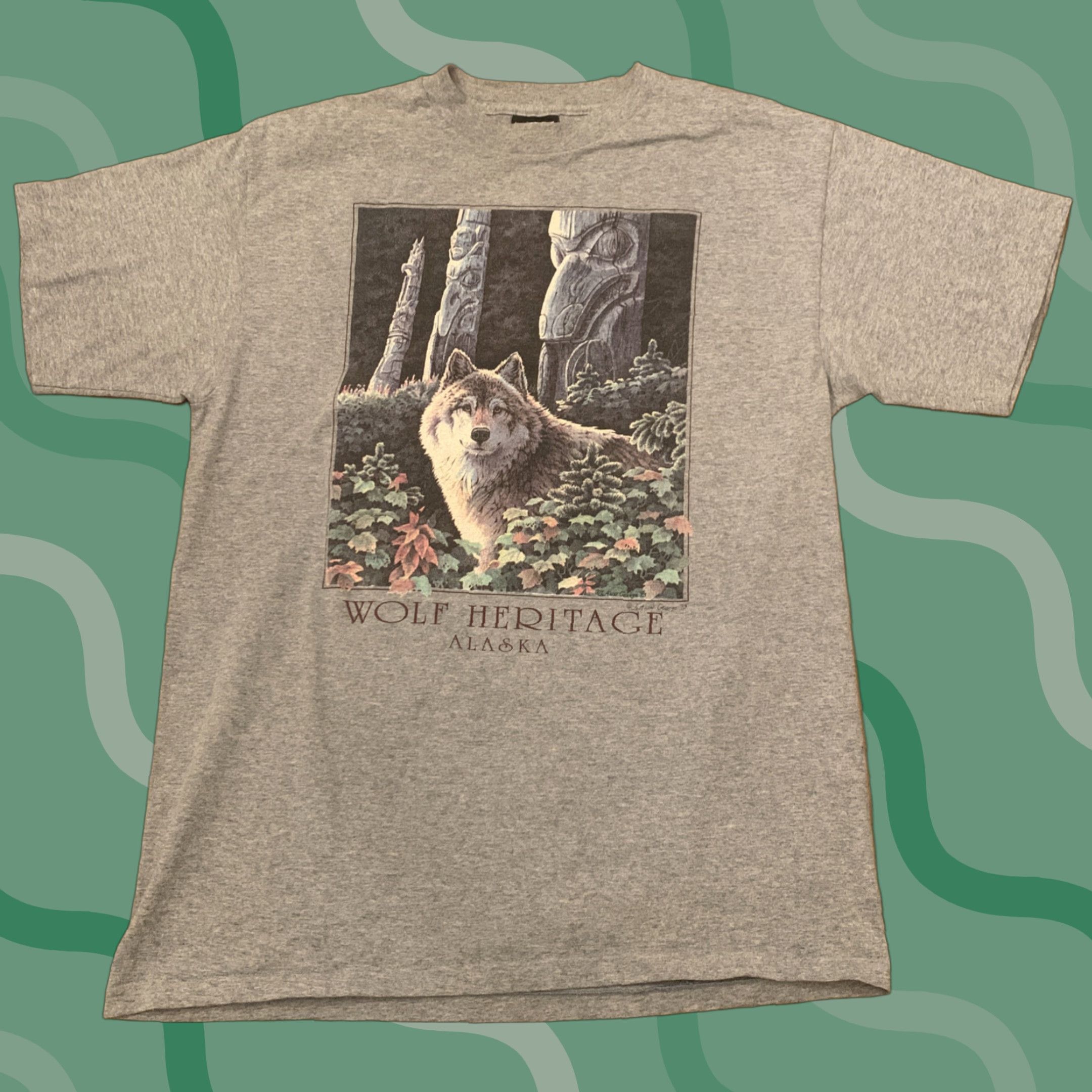 George VINTAGE Joann George Art Shirt Alaska Wolf Heritage 1993 90s Size L Made In USA Size US L / EU 52-54 / 3 - 1 Thumbnail