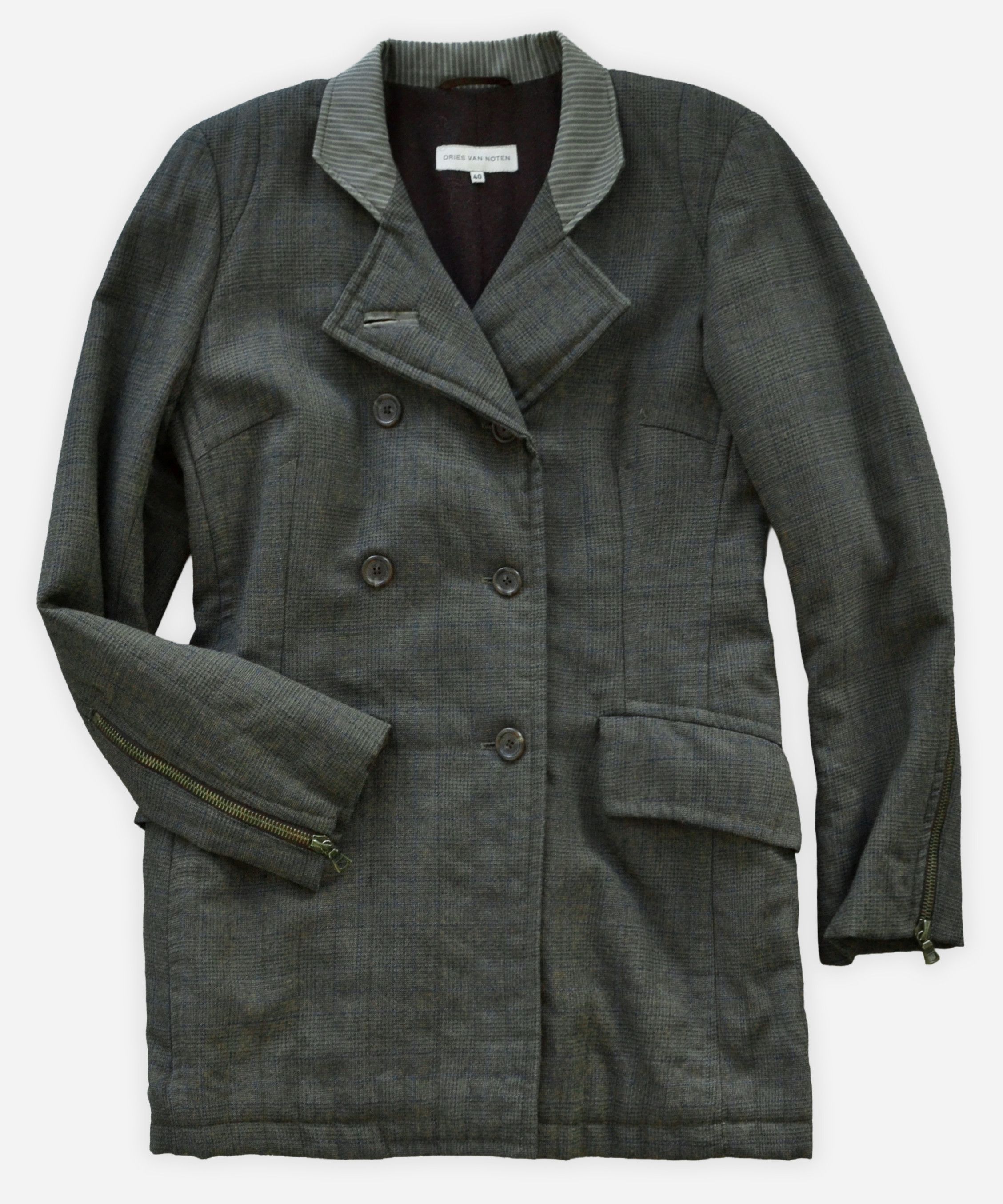 Dries Van Noten DRIES VAN NOTEN Coat Heavy Jacket Checkered Green Size 40 Size S / US 4 / IT 40 - 1 Thumbnail