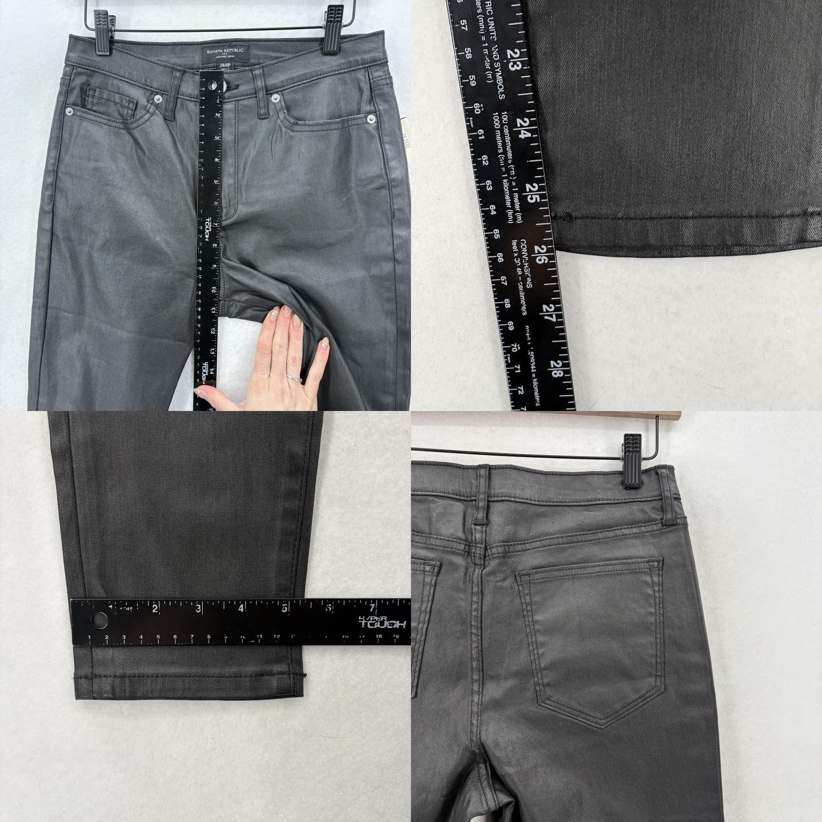 Banana Republic Banana Republic High Rise Skinny Jeans Womens 6P Petite Black NWT Stretch Coated Denim 5-Pocket Rise Slim Inseam 26in XS? Size 28" / US 6 / IT 42 - 9 Thumbnail