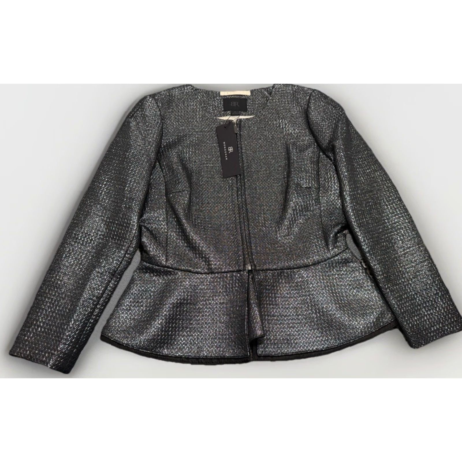 Banana Republic NWT Banana Republic Monogram Metallic Peplum Jacket Office Gray 50 Size M / US 6-8 / IT 42-44 - 3 Thumbnail