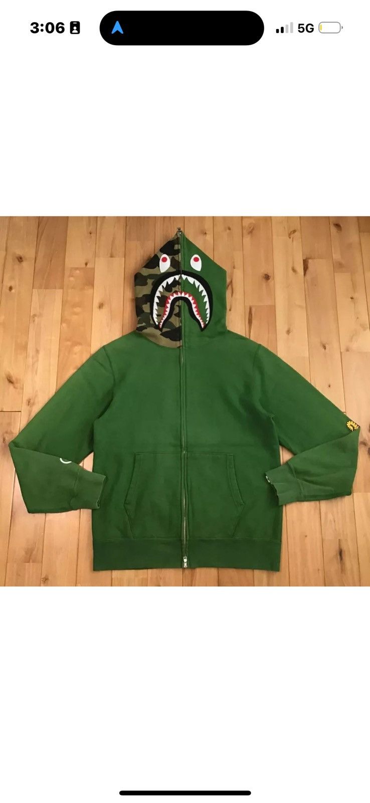Bape BAPE Green × 1st camo green Shark full zip hoodie Size US L / EU 52-54 / 3 - 7 Thumbnail