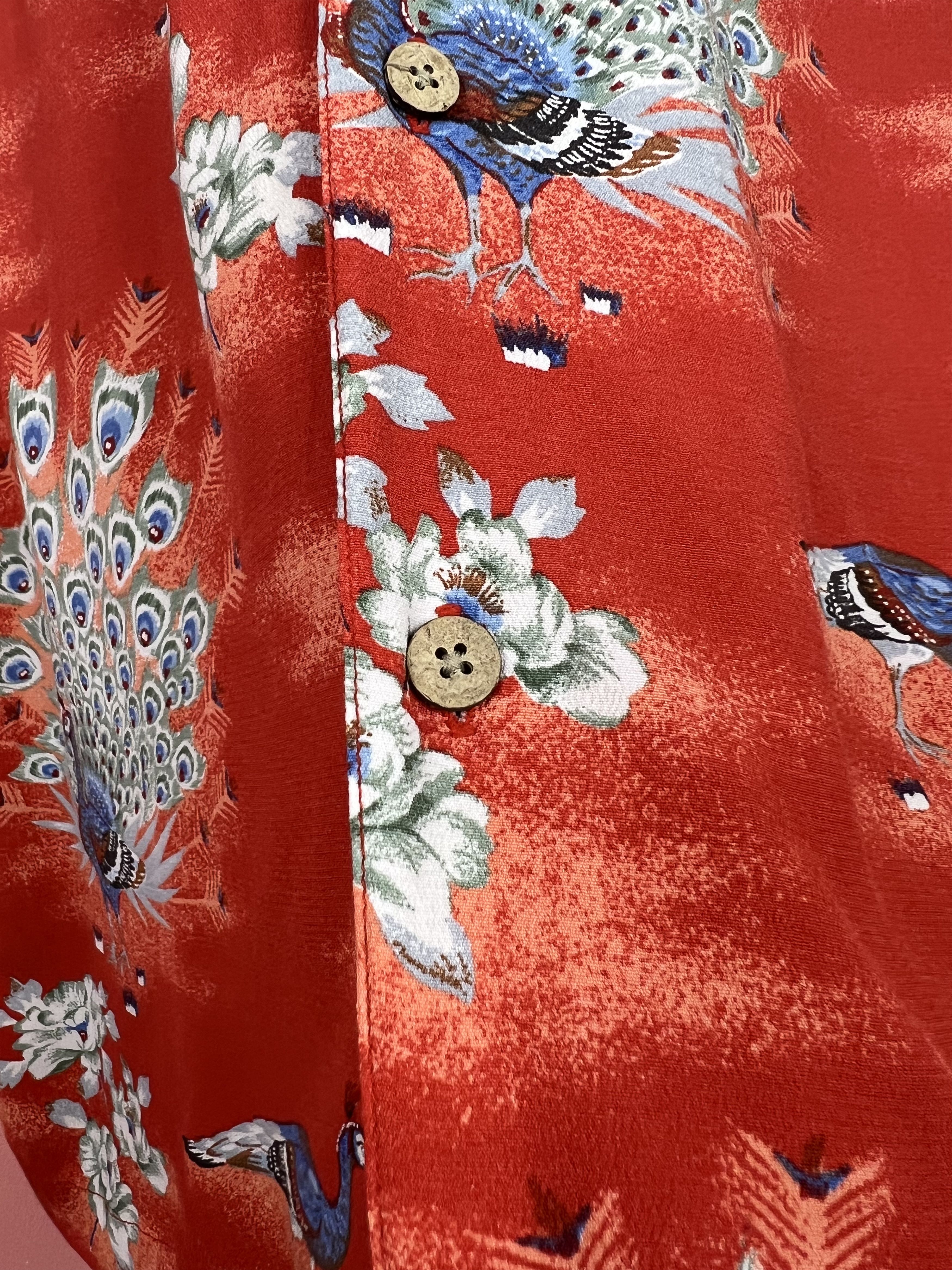 Vintage Red letter red shirt button Hawaiian stile japan Size US L / EU 52-54 / 3 - 4 Thumbnail