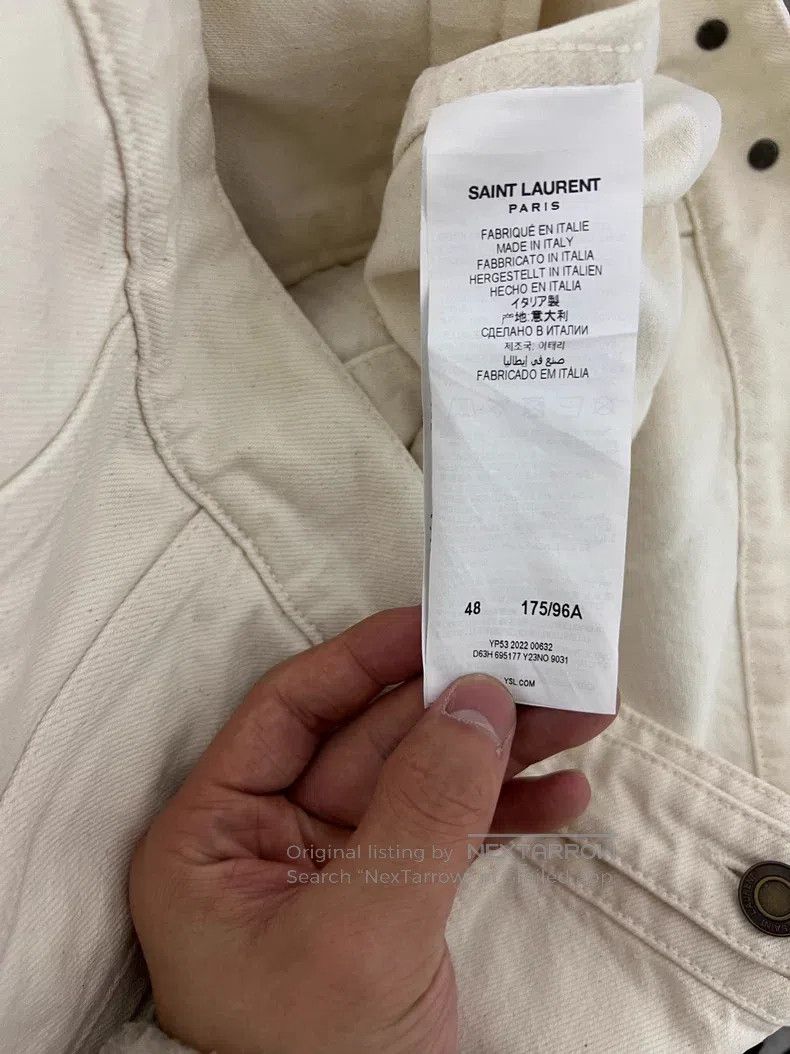 Saint Laurent Paris Saint Laurent Paris Beige Basic Denim Jacket Size US M / EU 48-50 / 2 - 4 Thumbnail