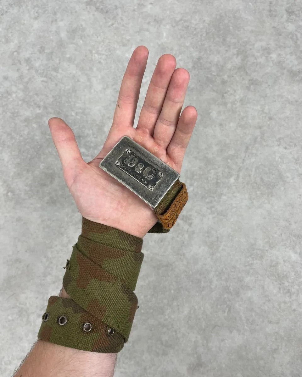Dolce & Gabbana 2000s Dolce & Gabbana Camo Green Canva Belt Size ONE SIZE - 1 Thumbnail
