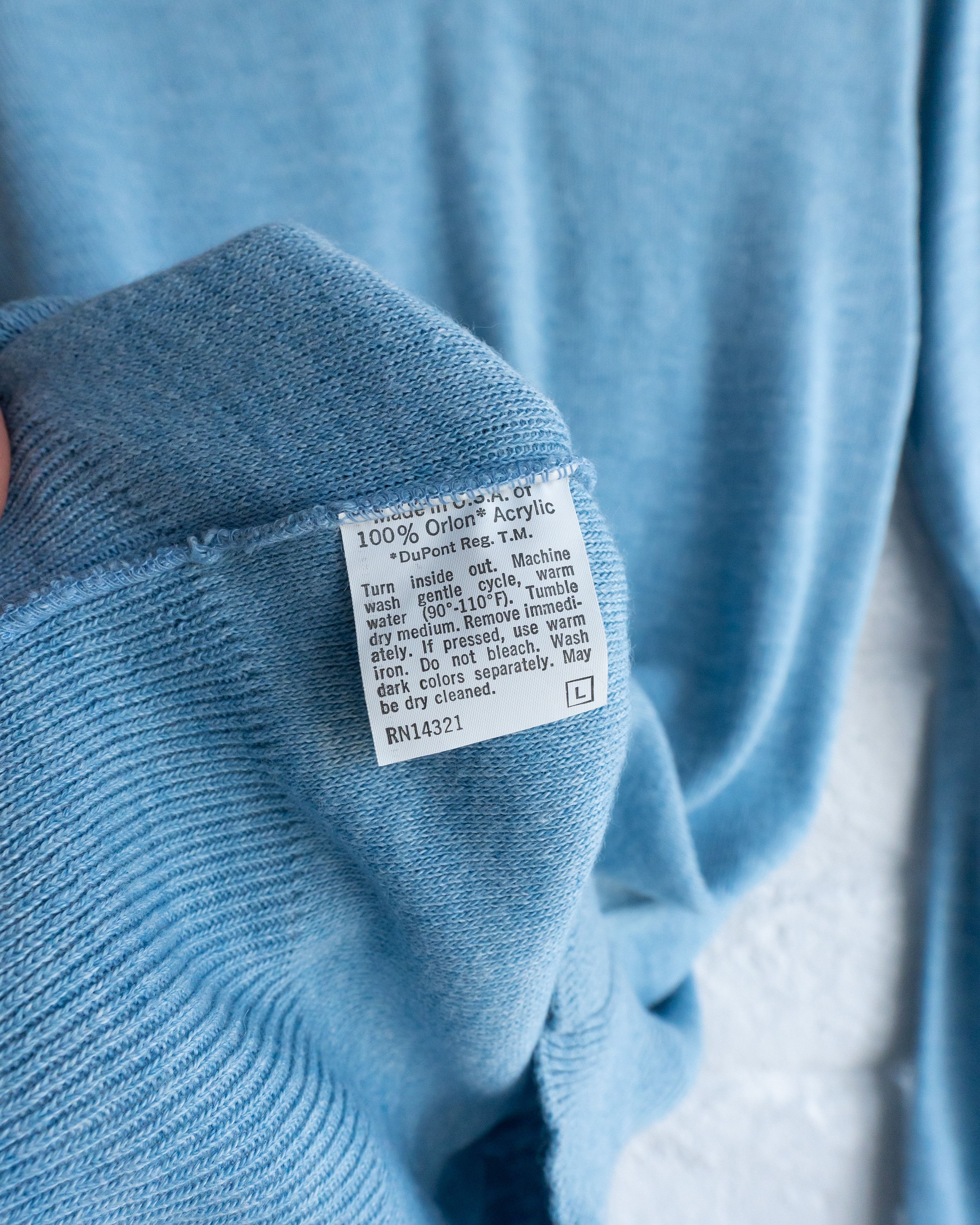 Vintage Vintage 1980s Puritan Sweater V Neck Blue Men's L Acrylic Size US L / EU 52-54 / 3 - 4 Thumbnail
