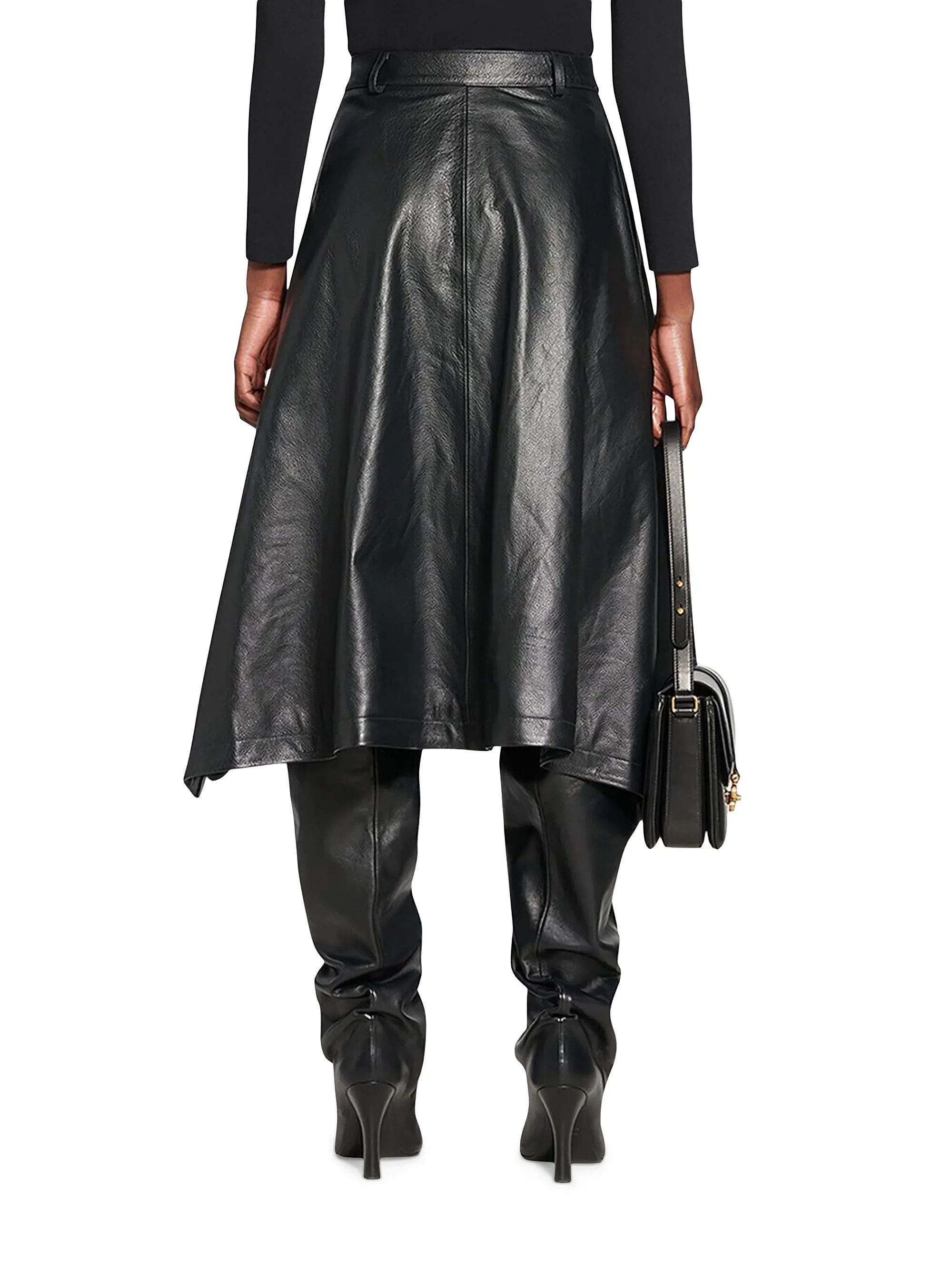 Balenciaga o1s1wg110625 A-Line Skirt in Black Size 27" / US 4 / IT 40 - 5 Thumbnail