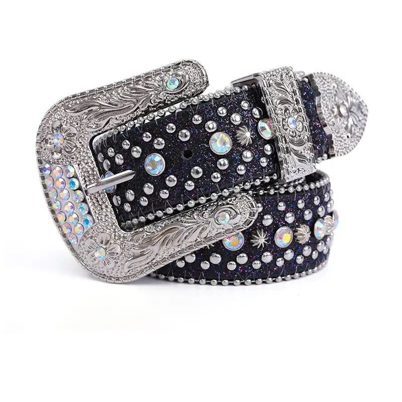 Vintage rhinestone belt y2k style handmade diamond Size ONE SIZE - 4 Thumbnail