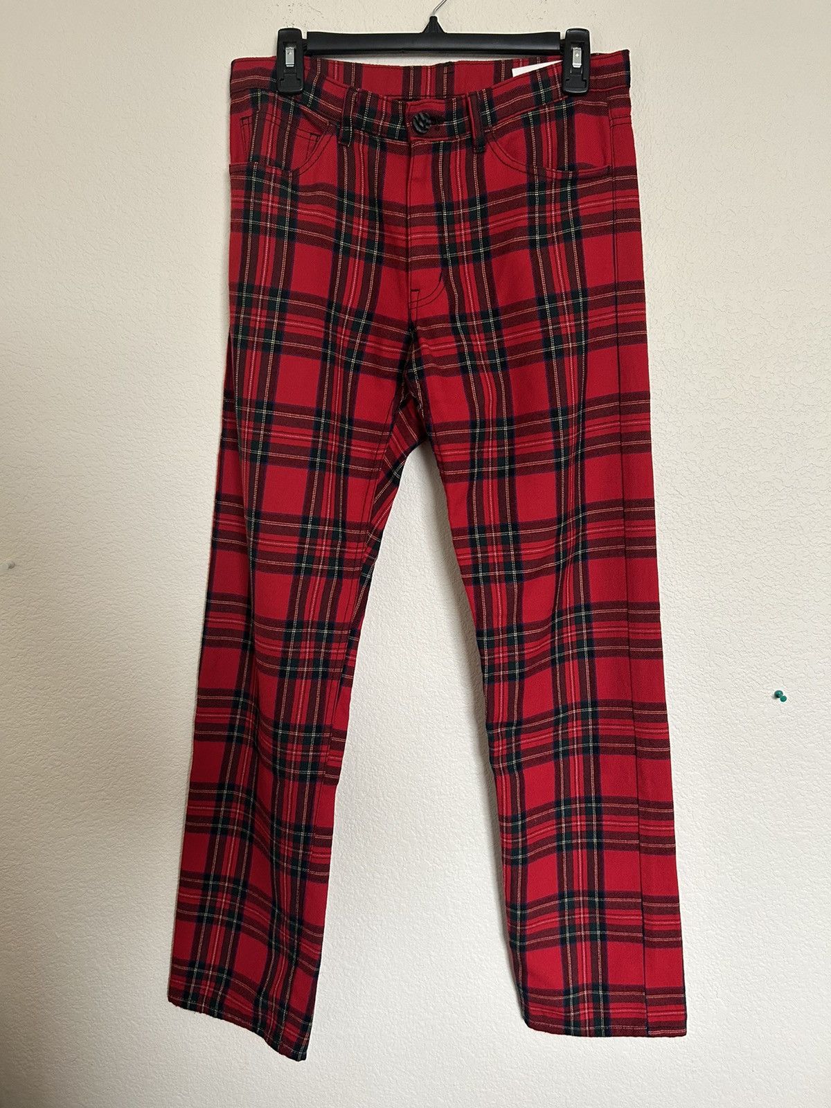 image of Comme Des Garcons x Comme Des Garcons Homme Plus 13Ss Runway Tartan Pants in Red Tartan (Size 32)