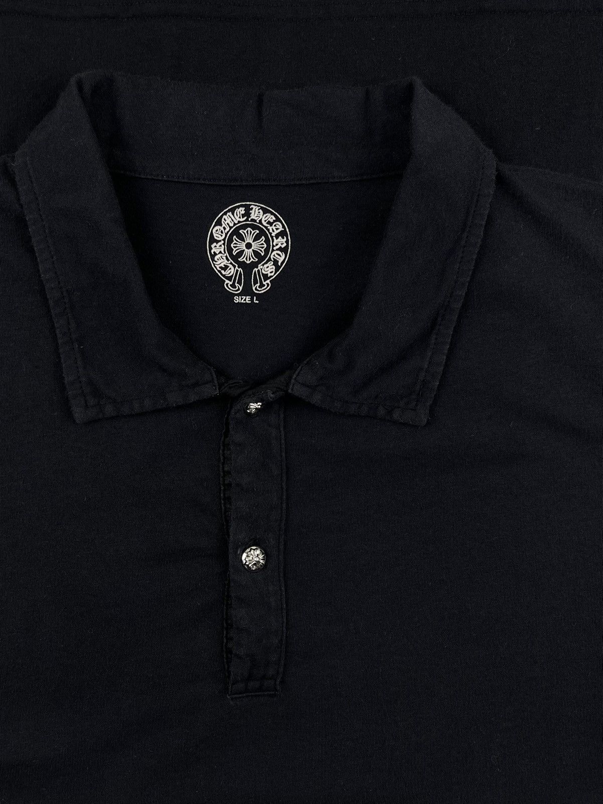 Chrome Hearts Chrome Hearts Silver Button Tonal Horseshoe Logo Polo Shirt Size US L / EU 52-54 / 3 - 3 Thumbnail