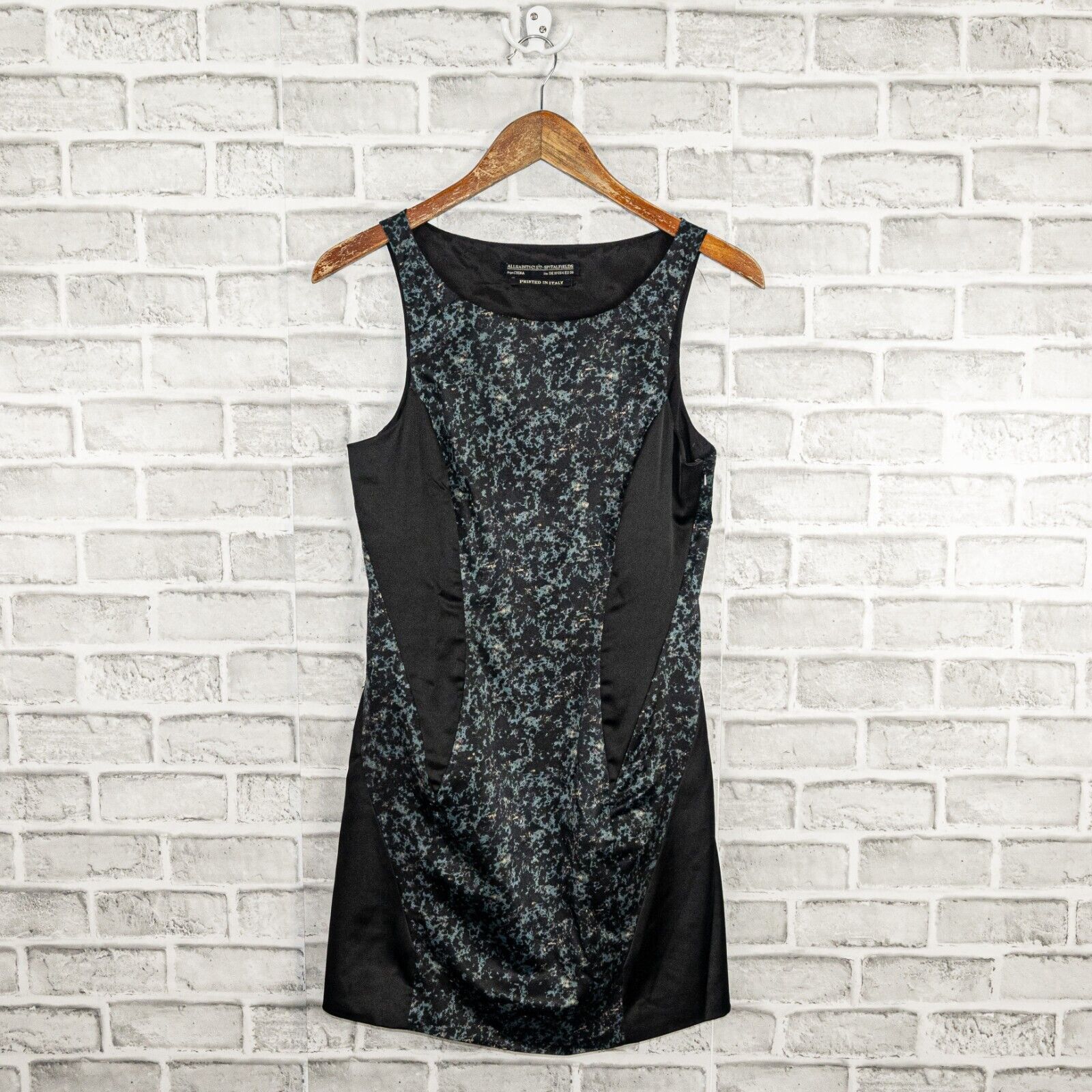 Allsaints All Saints Black Green Heidi Dress Marble Print Sleeveless 6 Size M / US 6-8 / IT 42-44 - 4 Thumbnail