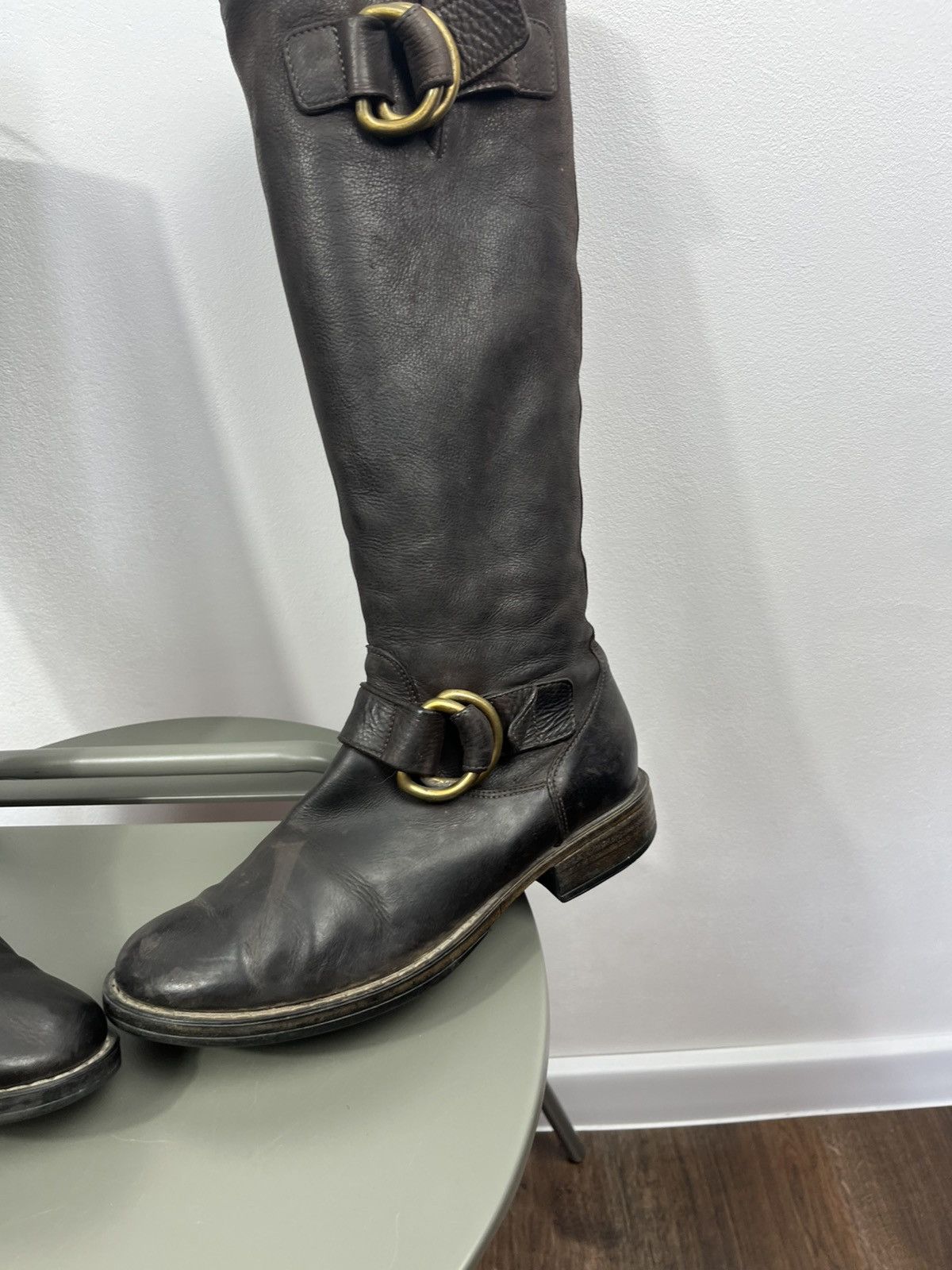 Other Women’s Brown Leather Knee High Boots Ring Strap Riding 37 Size US 6 / IT 36 - 6 Thumbnail
