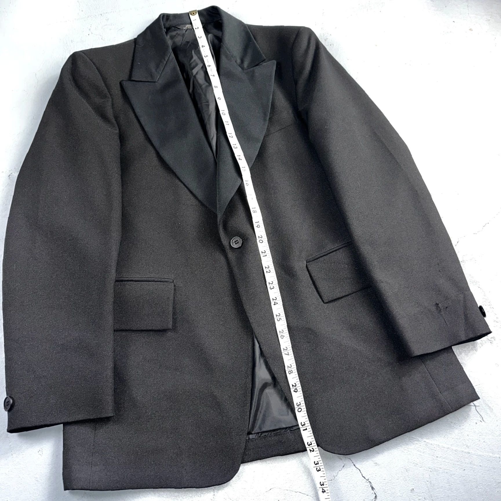 After Six VINTAGE 60s After Six Black Wool Blend Tuxedo Jacket 40R Formal Eveningwear Mens Size 40R - 6 Thumbnail