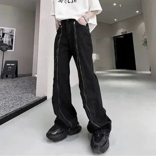 Japanese Brand Y2K Solid Grey Zipper Jean Size US 30 / EU 46 - 3 Thumbnail