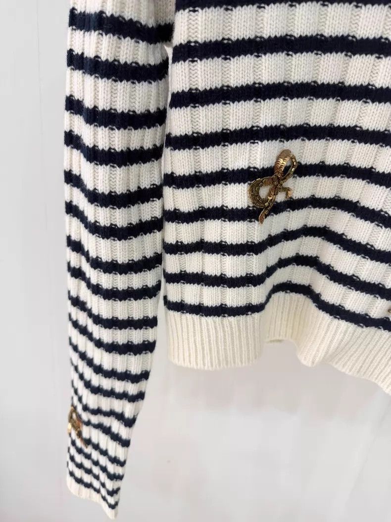 Valentino Valentino Bow striped knit sweater Size L / US 10 / IT 46 - 3 Thumbnail