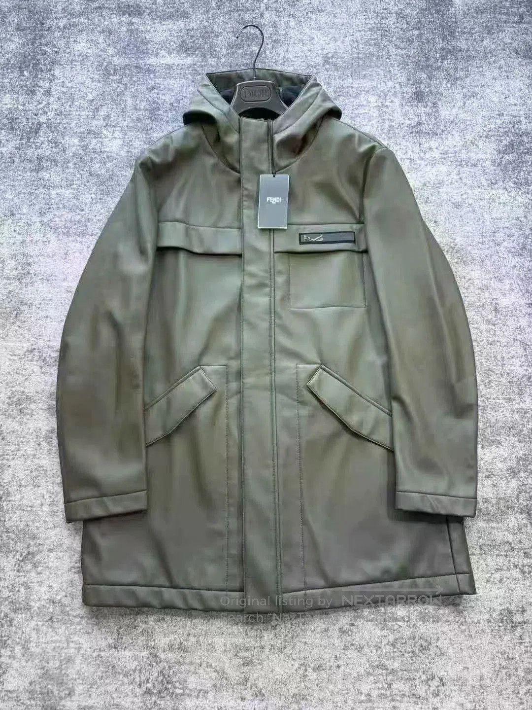 Fendi Fendi Dark Green Eco Leather Coat. Size US M / EU 48-50 / 2 - 1 Thumbnail