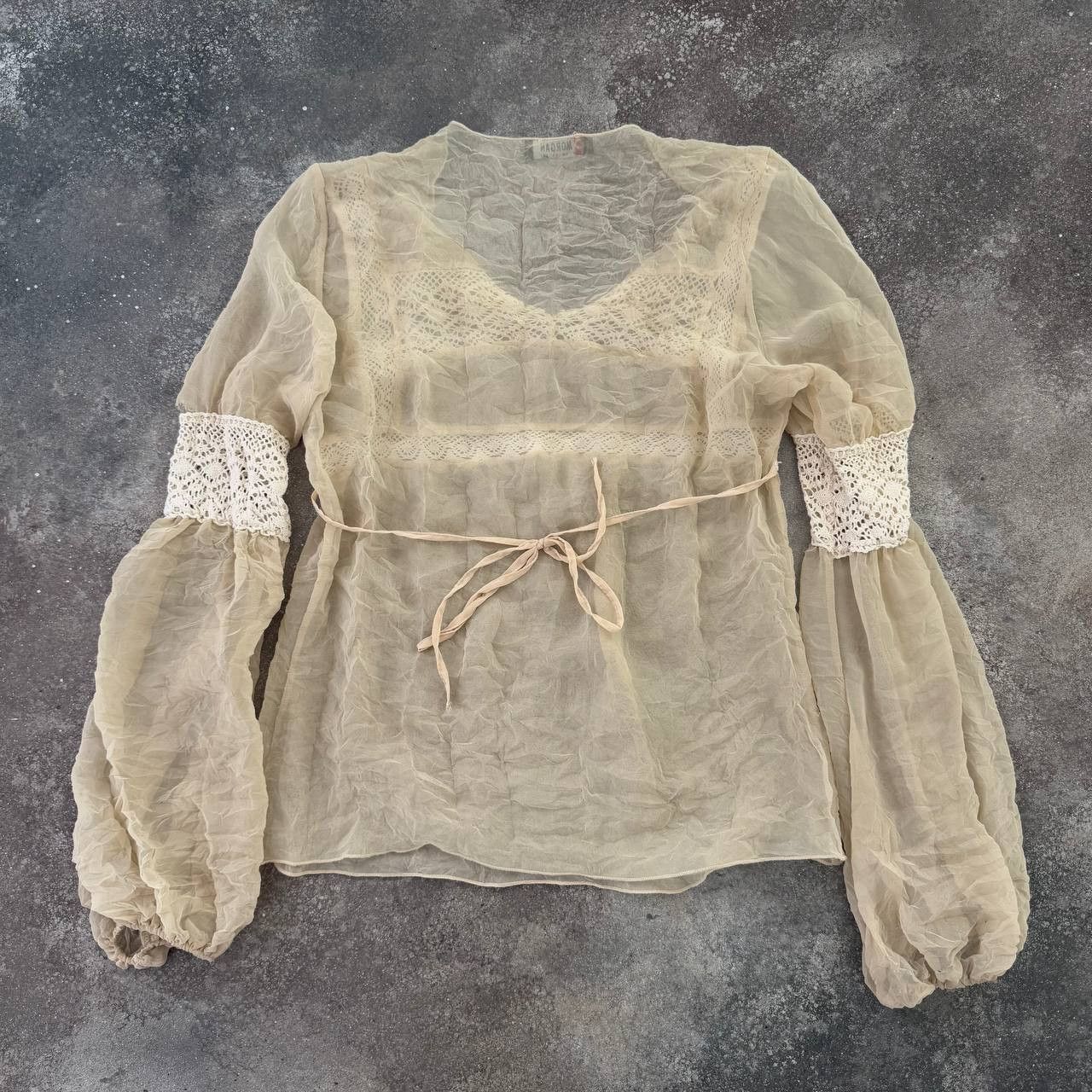 Hysteric Glamour × Japanese Brand × Vintage Morgan de Toi Vintage Silk Sheer Long Sleeve Blouse Size M / US 6-8 / IT 42-44 - 8 Thumbnail