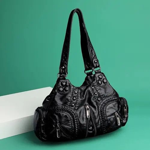 Japanese Brand Y2k Designer Faux Leather Tote Bag Motorcycle with Rivets Size ONE SIZE - 1 Thumbnail