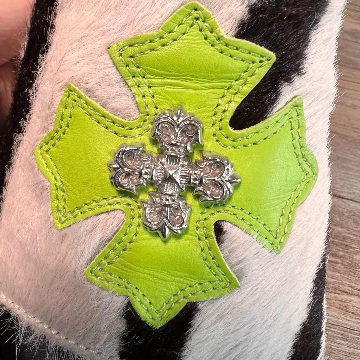 Chrome Hearts Chrome Hearts Colorblock Leather Flame Cross Slippers 39 Size US 6 / EU 39 - 9 Thumbnail