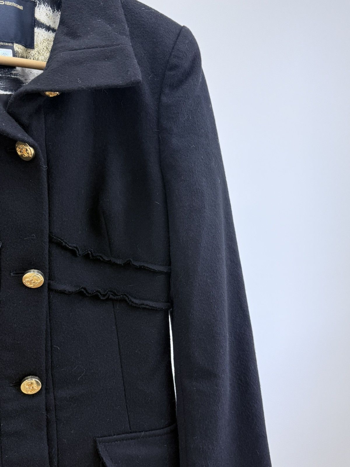 Roberto Cavalli Roberto Cavalli Class Black Wool Mix Coat Size S / US 4 / IT 40 - 5 Thumbnail