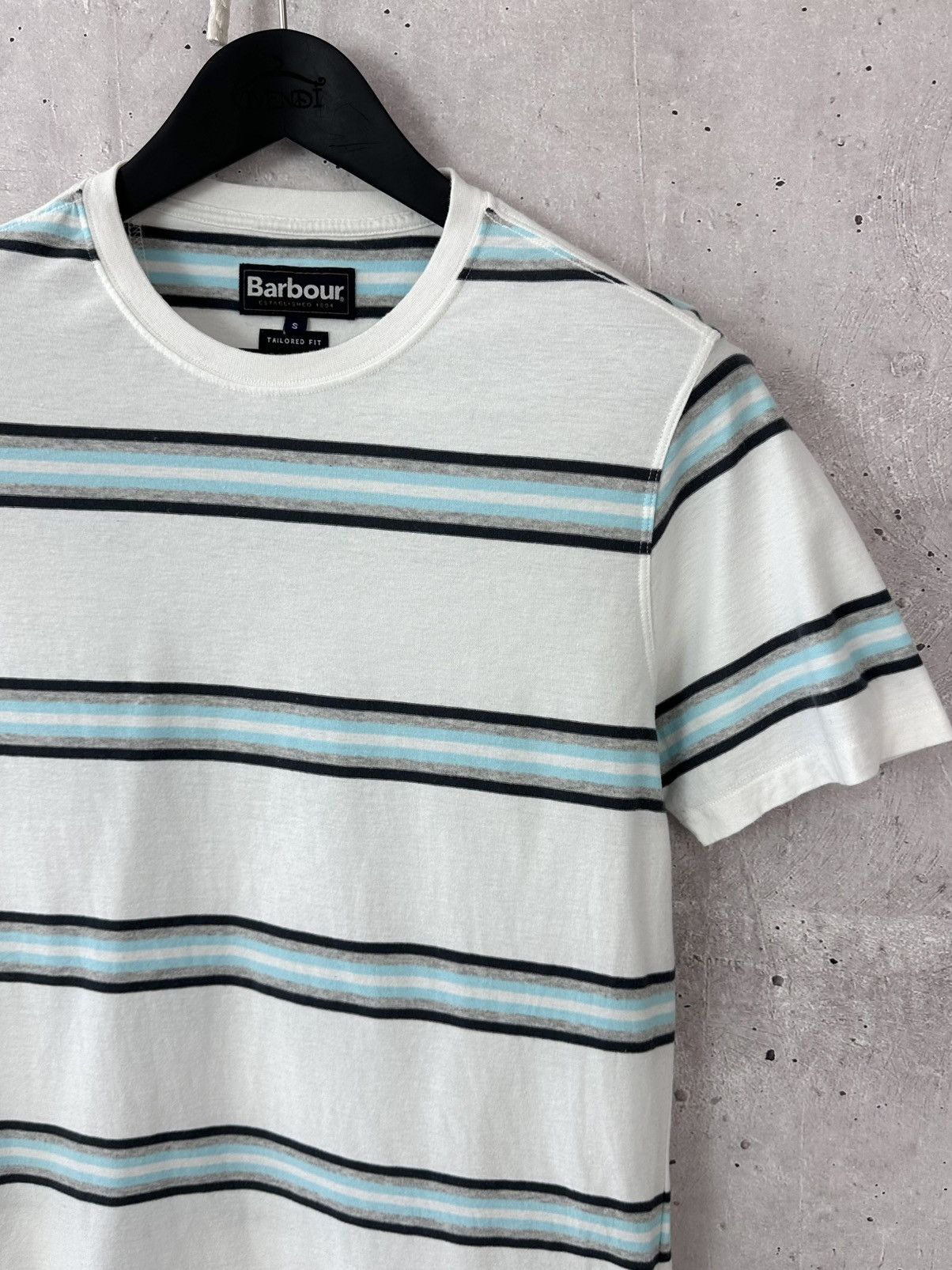 Barbour Barbour Tailored Fit White Stripped Cotton Short Sleeve Tee Size US S / EU 44-46 / 1 - 2 Thumbnail