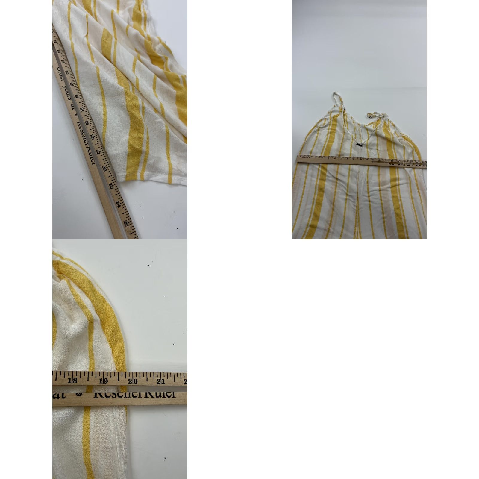 Billabong Billabong Womens Wide-Leg Beach Jumpsuit - Large Yellow White Stripes Tie - Woven Size 28" / US 6 / IT 42 - 8 Thumbnail