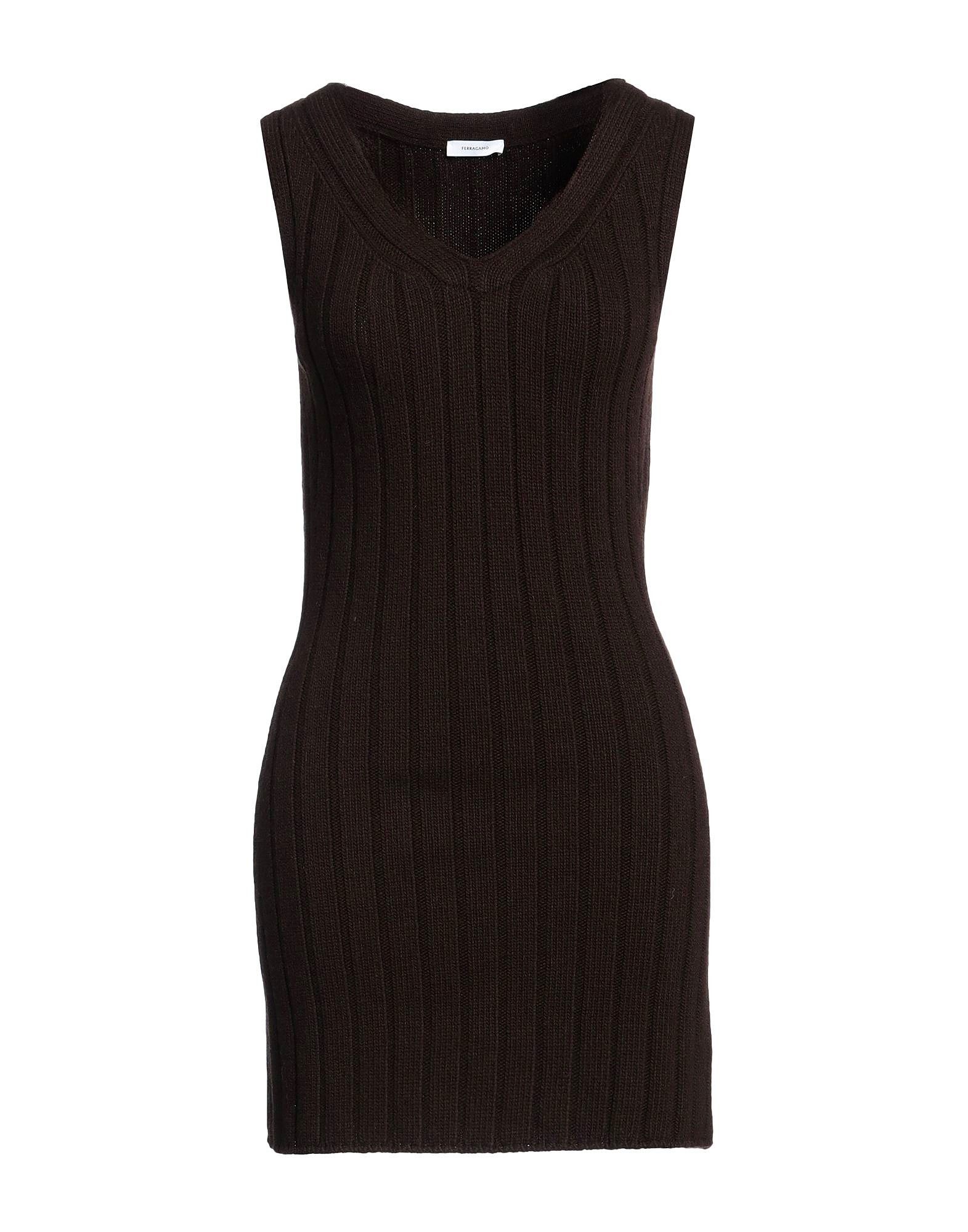 o1s1rm0924 Knitted Mini Dress in Dark Brown