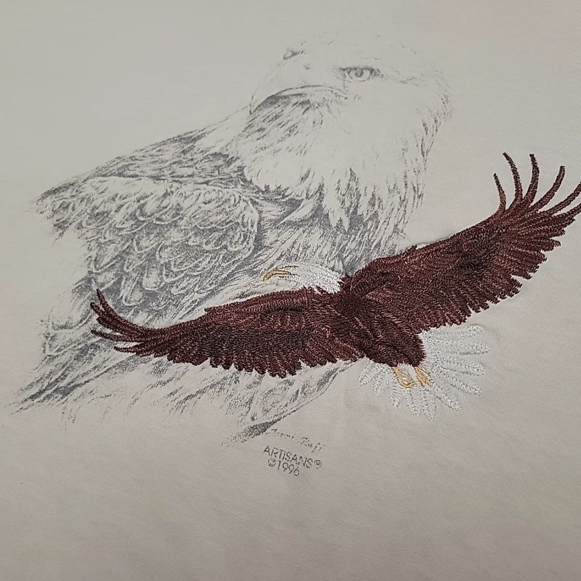 Vintage VTG Nature Shirt Adult L White Embroidered Bald Eagle Single Stitch Made in USA Shirt Mens White Bald Eagle 90s USA Vintage Size US L / EU 52-54 / 3 - 5 Thumbnail