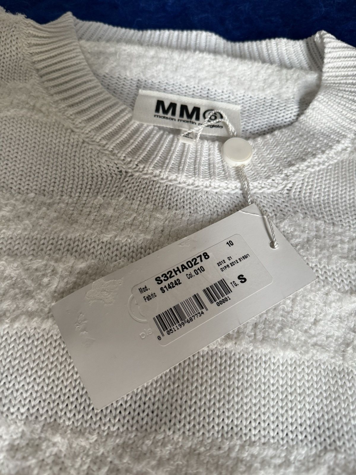 MM6 MM6 Maison Margiela Textured Knit Sweater White Size S Size S / US 4 / IT 40 - 2 Thumbnail